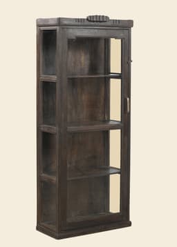 334980 VINTAGE WOOD GLASS CABINET - DKBROWN