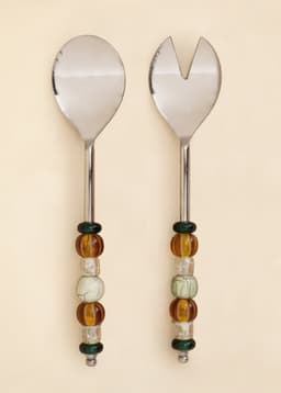 BEAD SALAD SERVERS - GREEN