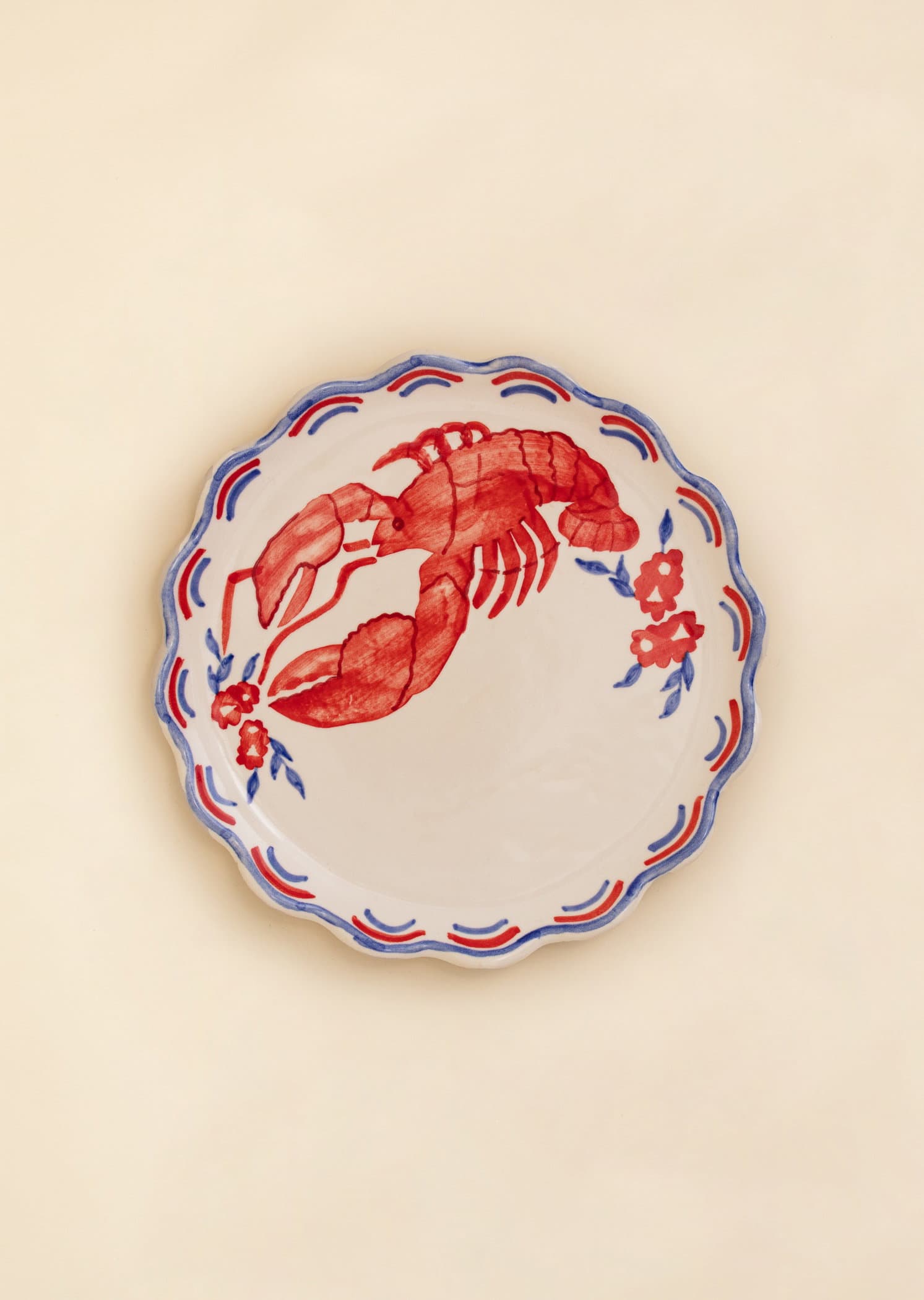 CRAYFISH Håndmalt krepsetallerken - Blå 1 - Indiska