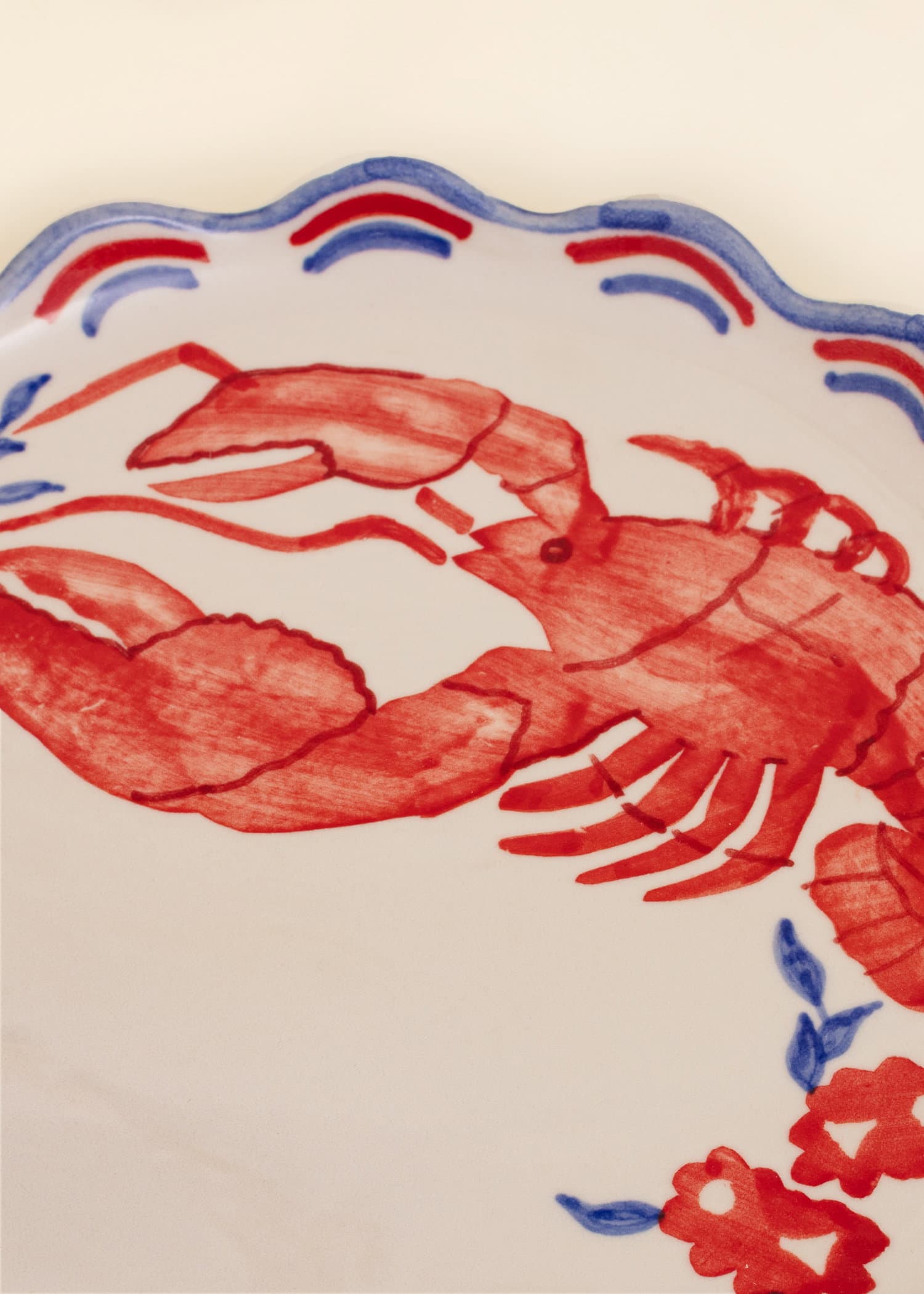 CRAYFISH Håndmalt krepsetallerken - Blå 2 - Indiska