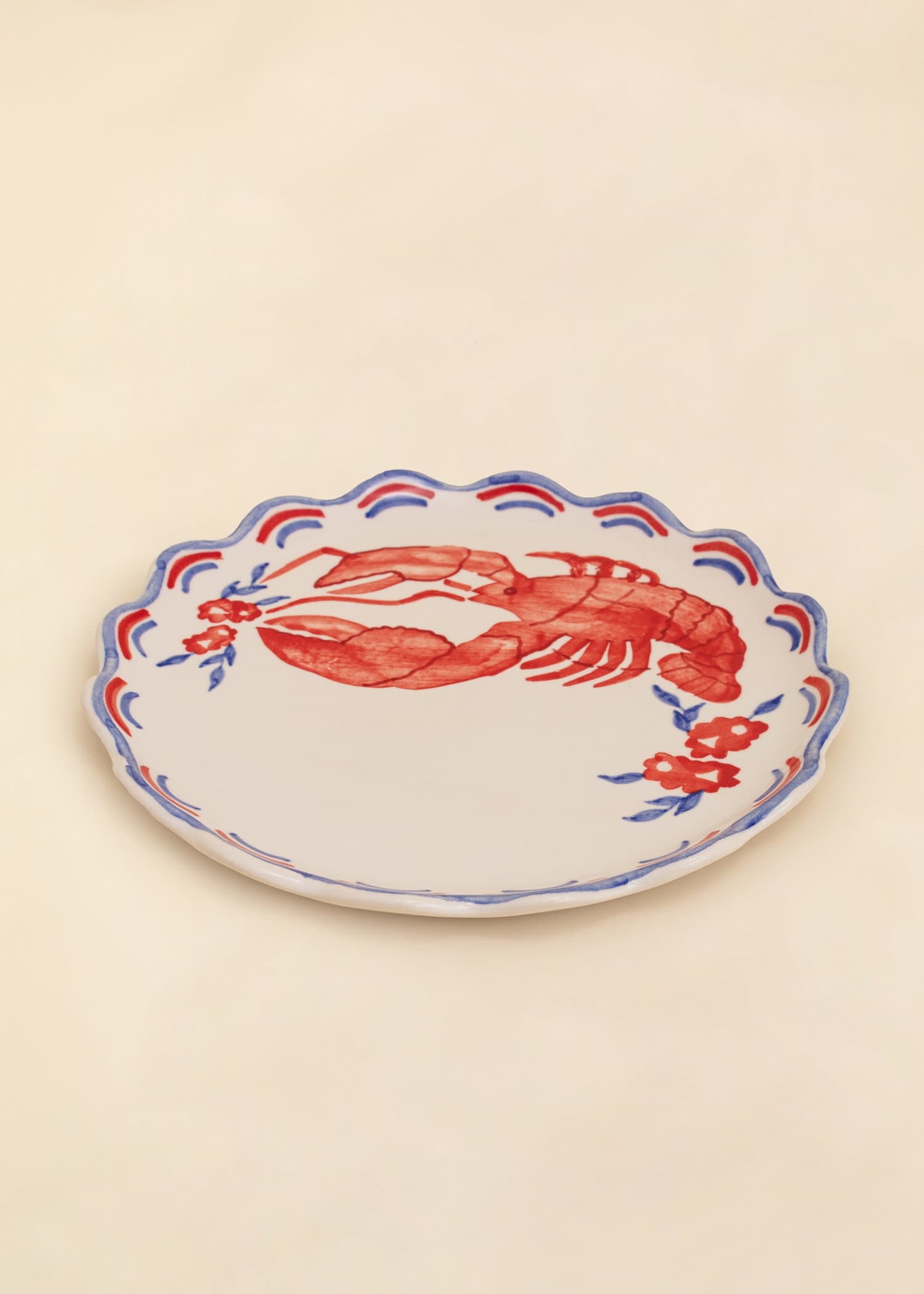 CRAYFISH Håndmalt krepsetallerken - Blå 3 - Indiska