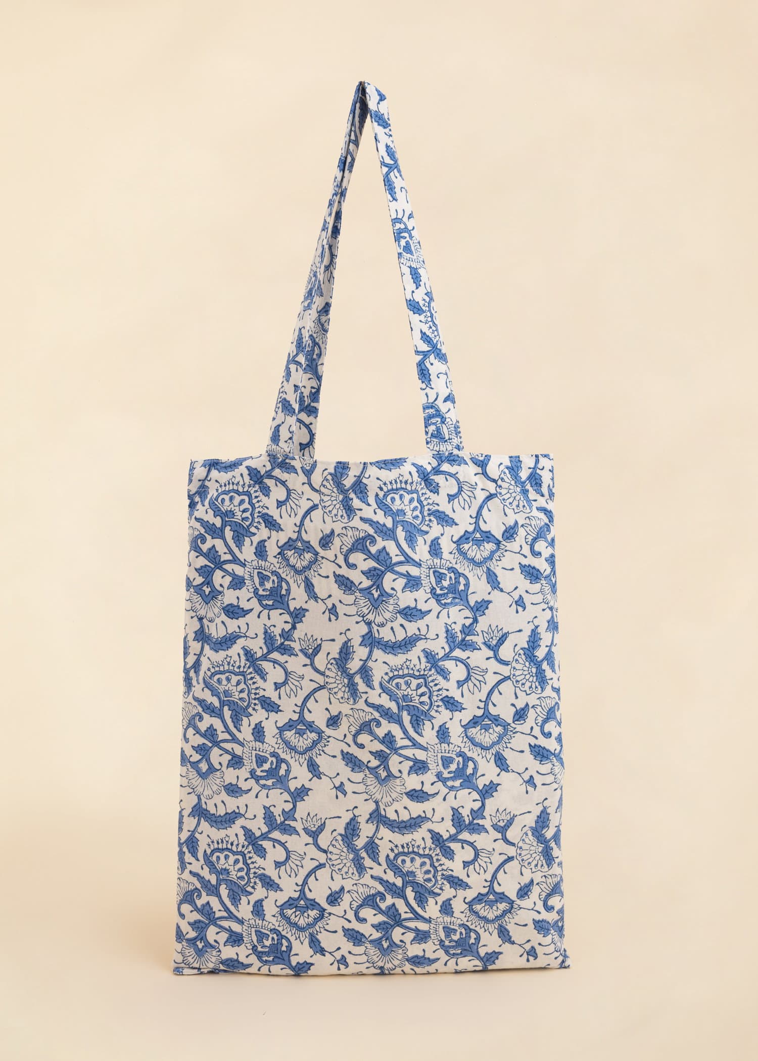 Viny Blocktryckt duk + tote bag - Blå 2 - Indiska