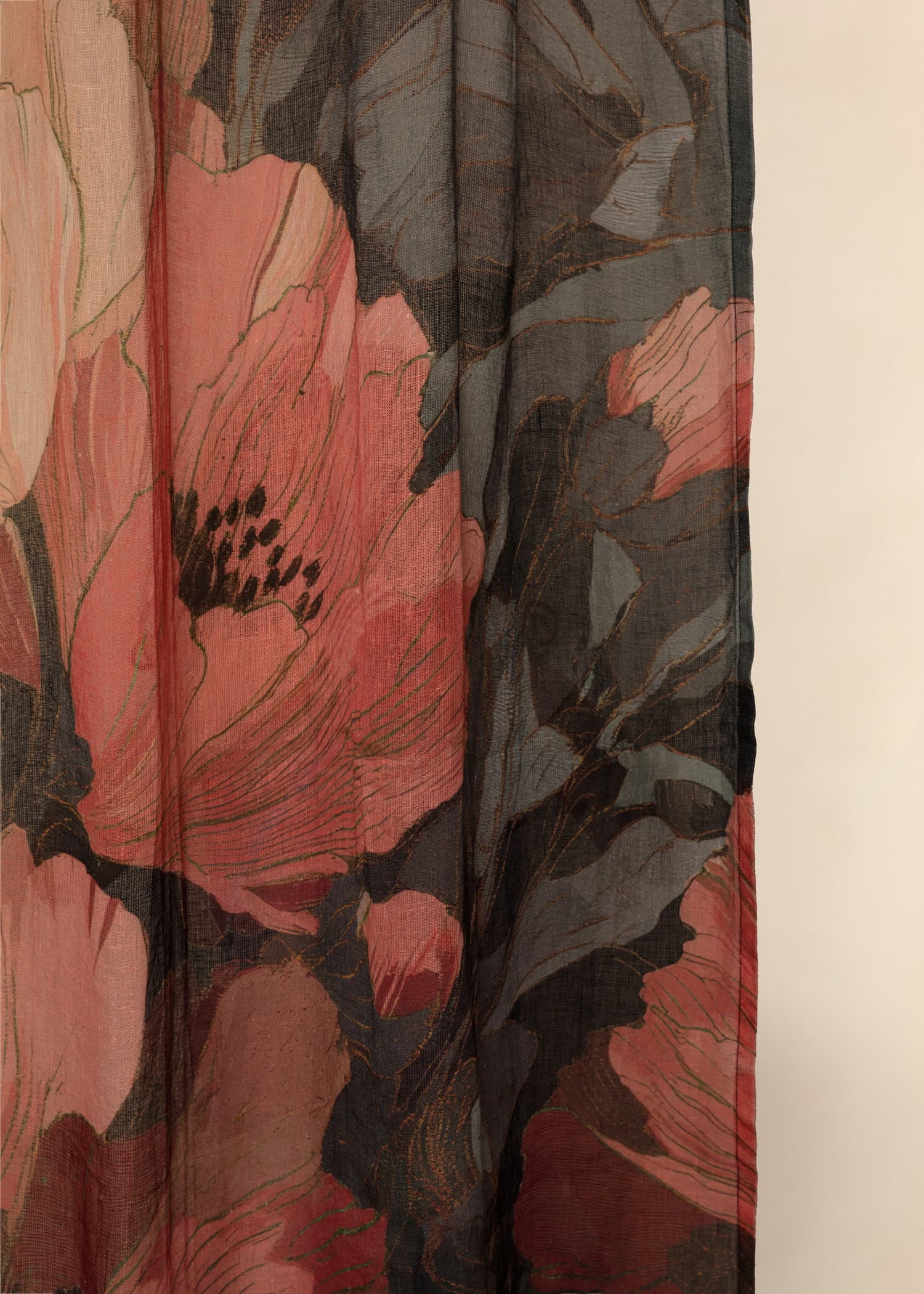 Lin Mønstret gardin 300x120 cm -  3 - Indiska