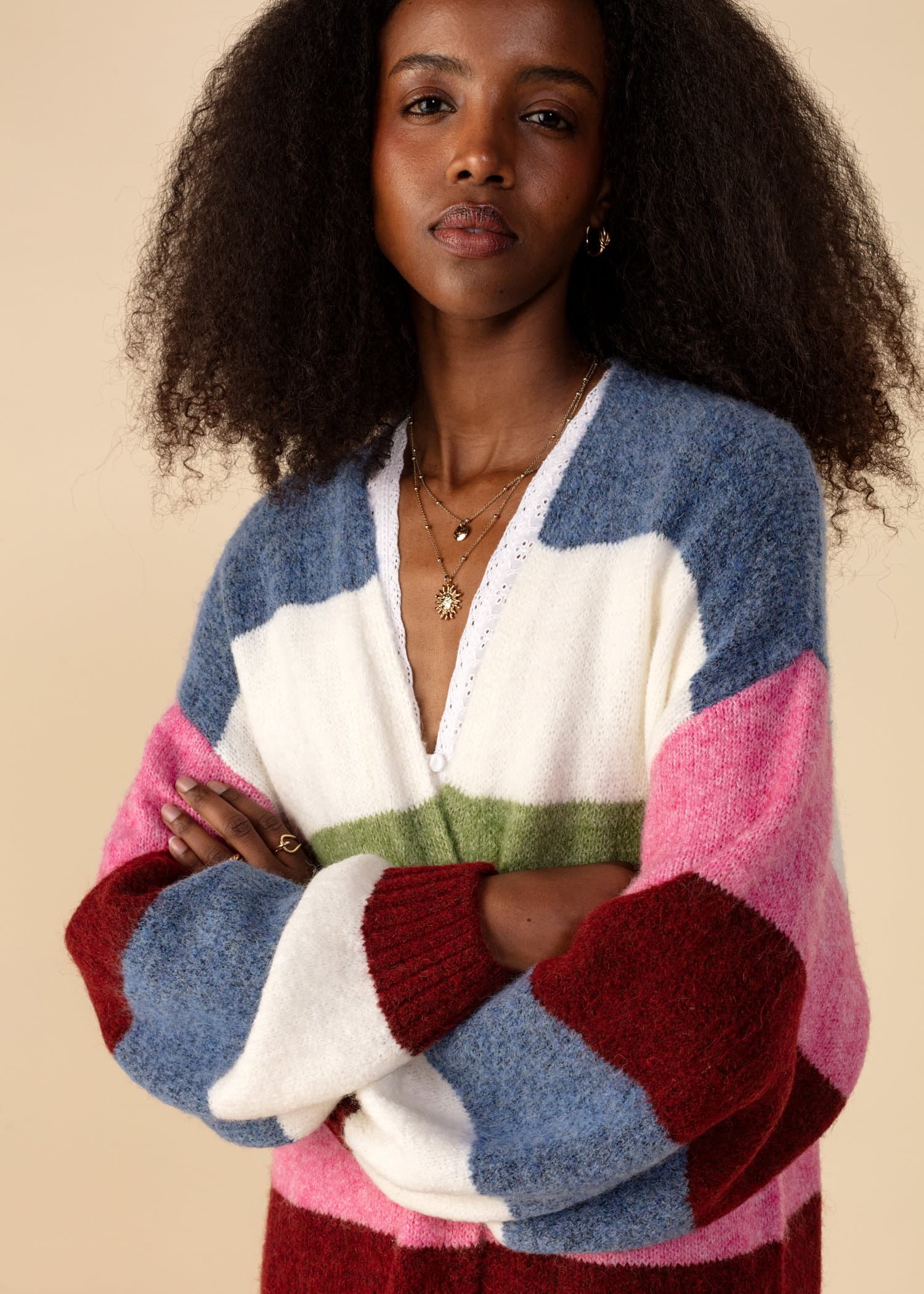 VANESSA Färgglad lång cardigan - Multi 2 - Indiska