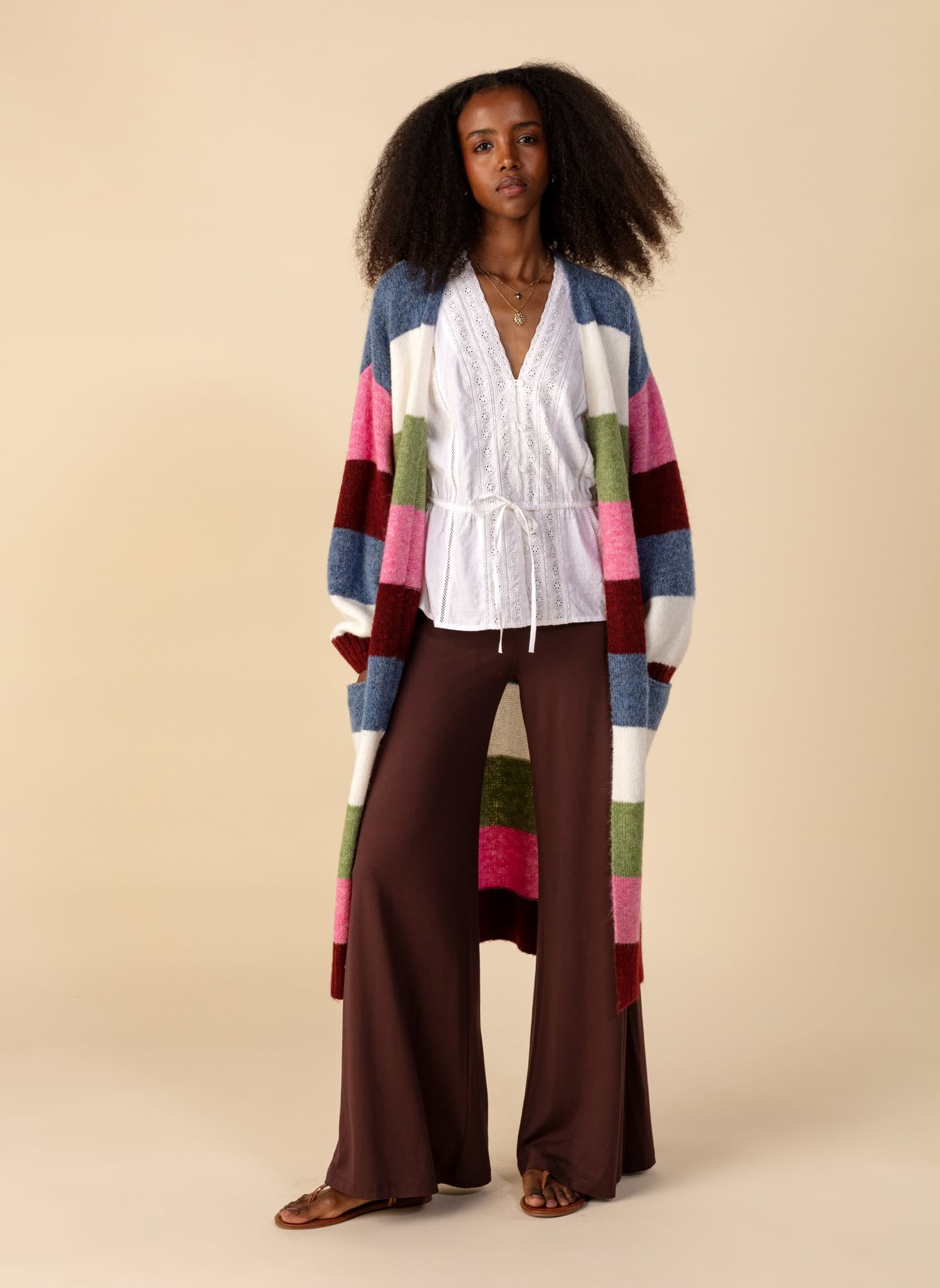 VANESSA Färgglad lång cardigan - Multi 3 - Indiska