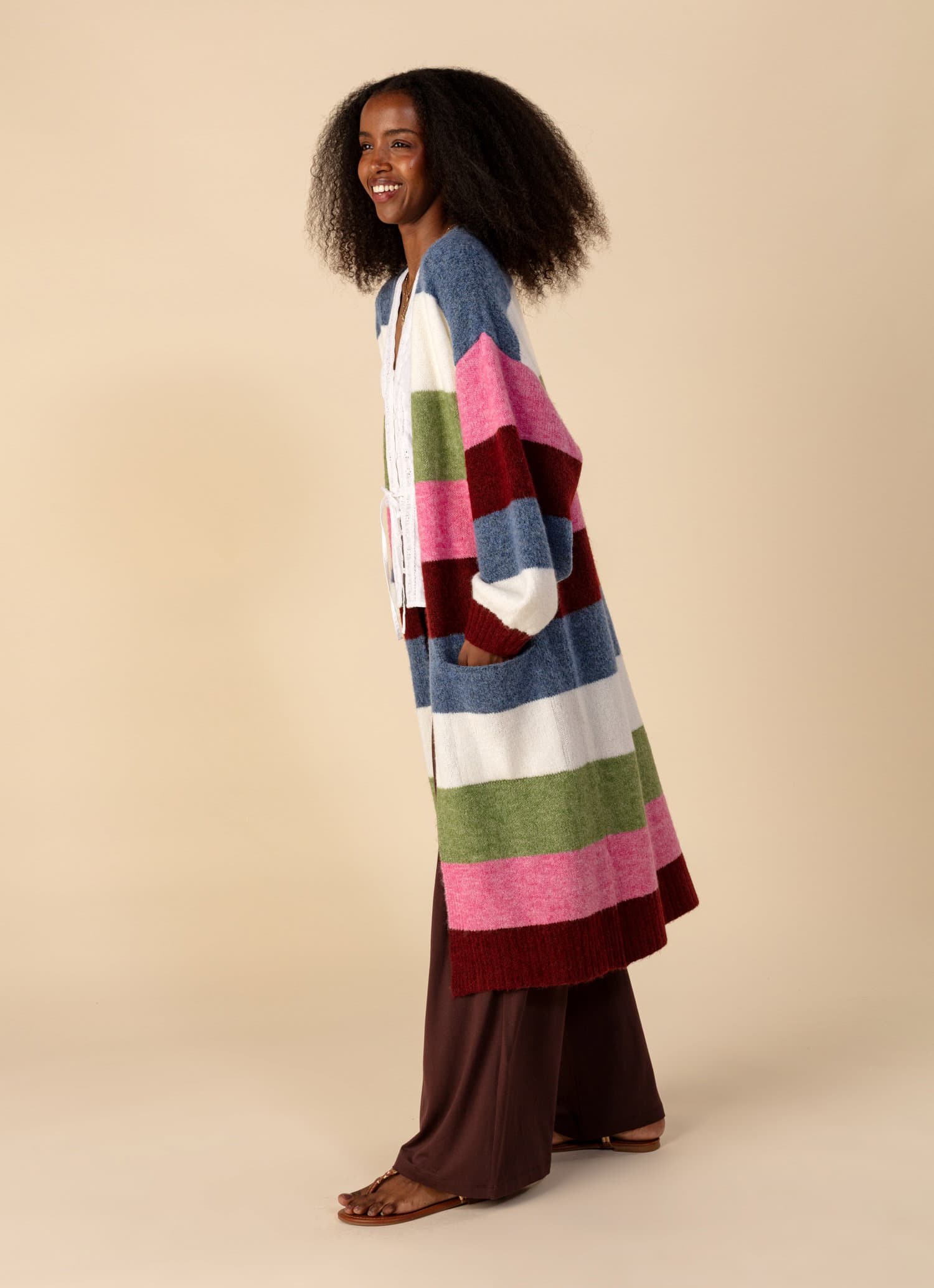 VANESSA Färgglad lång cardigan - Multi 5 - Indiska