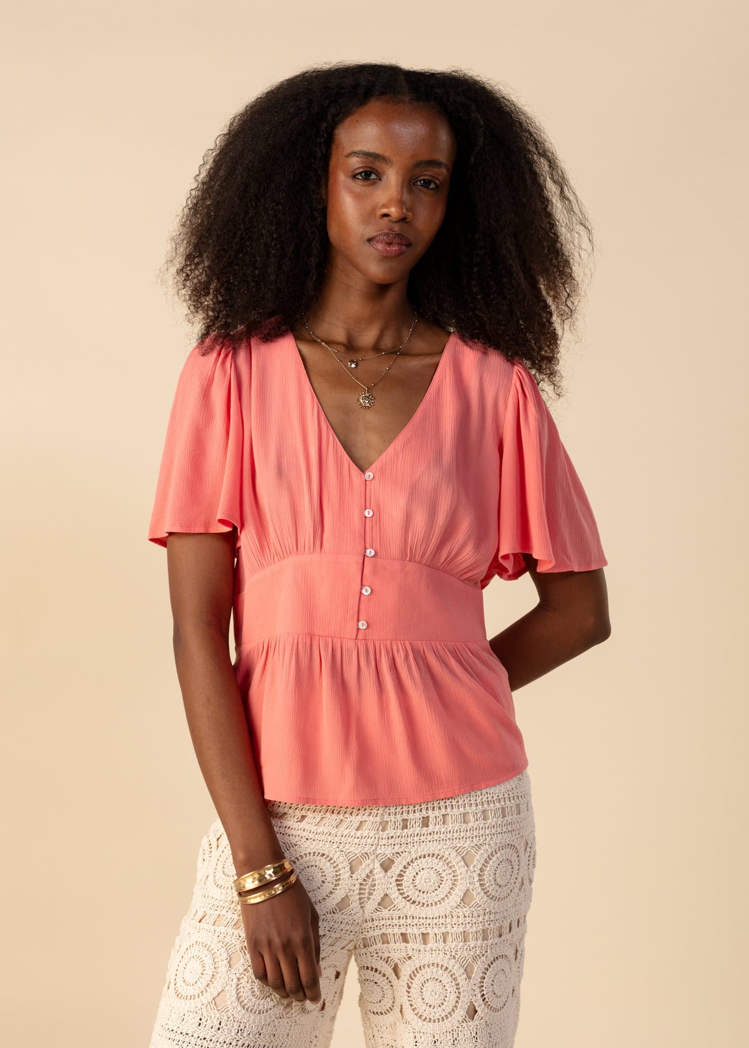ALEXANDRA Korallbluse - Rosa 1 - Indiska