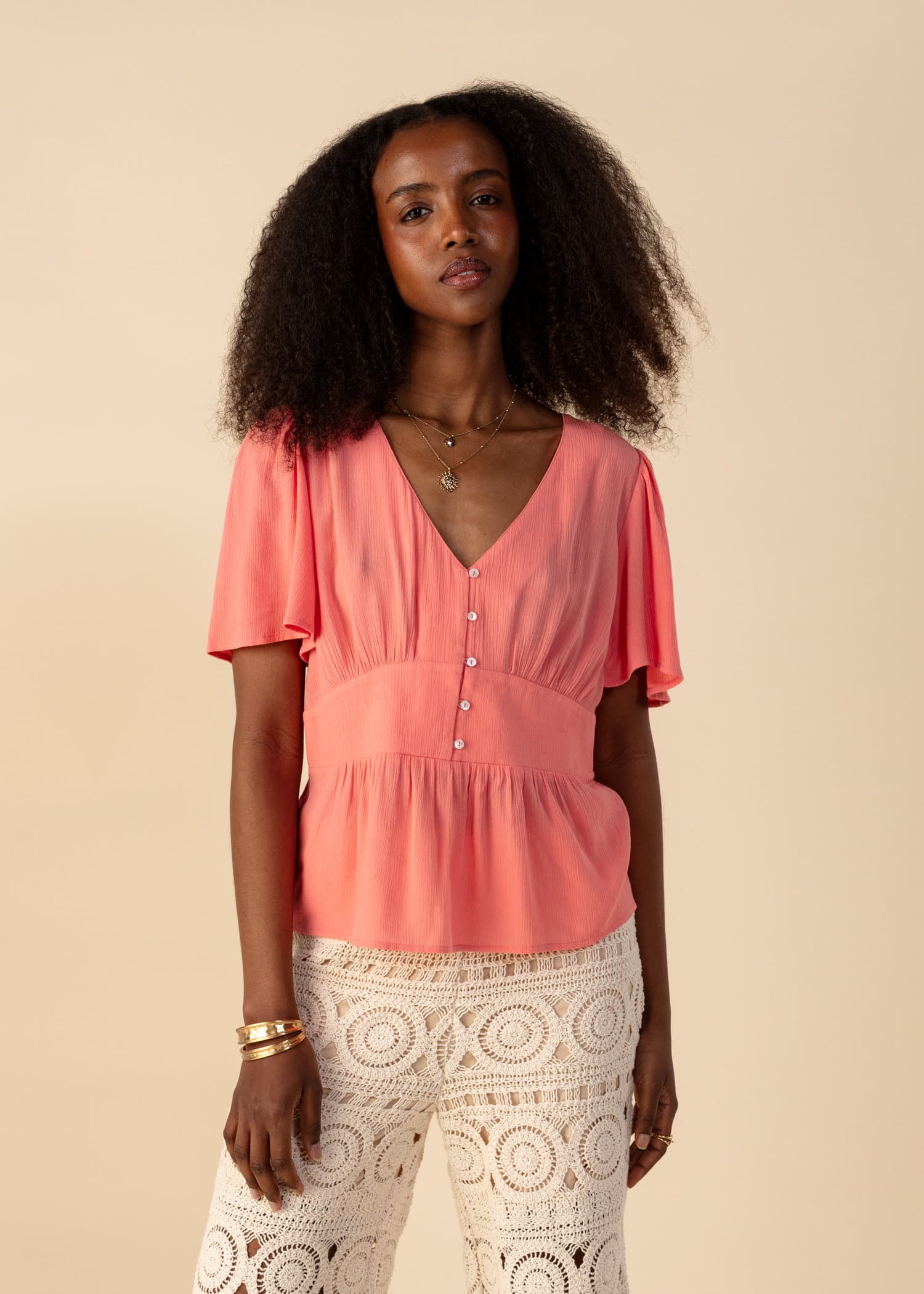 ALEXANDRA Korallbluse - Rosa 3 - Indiska