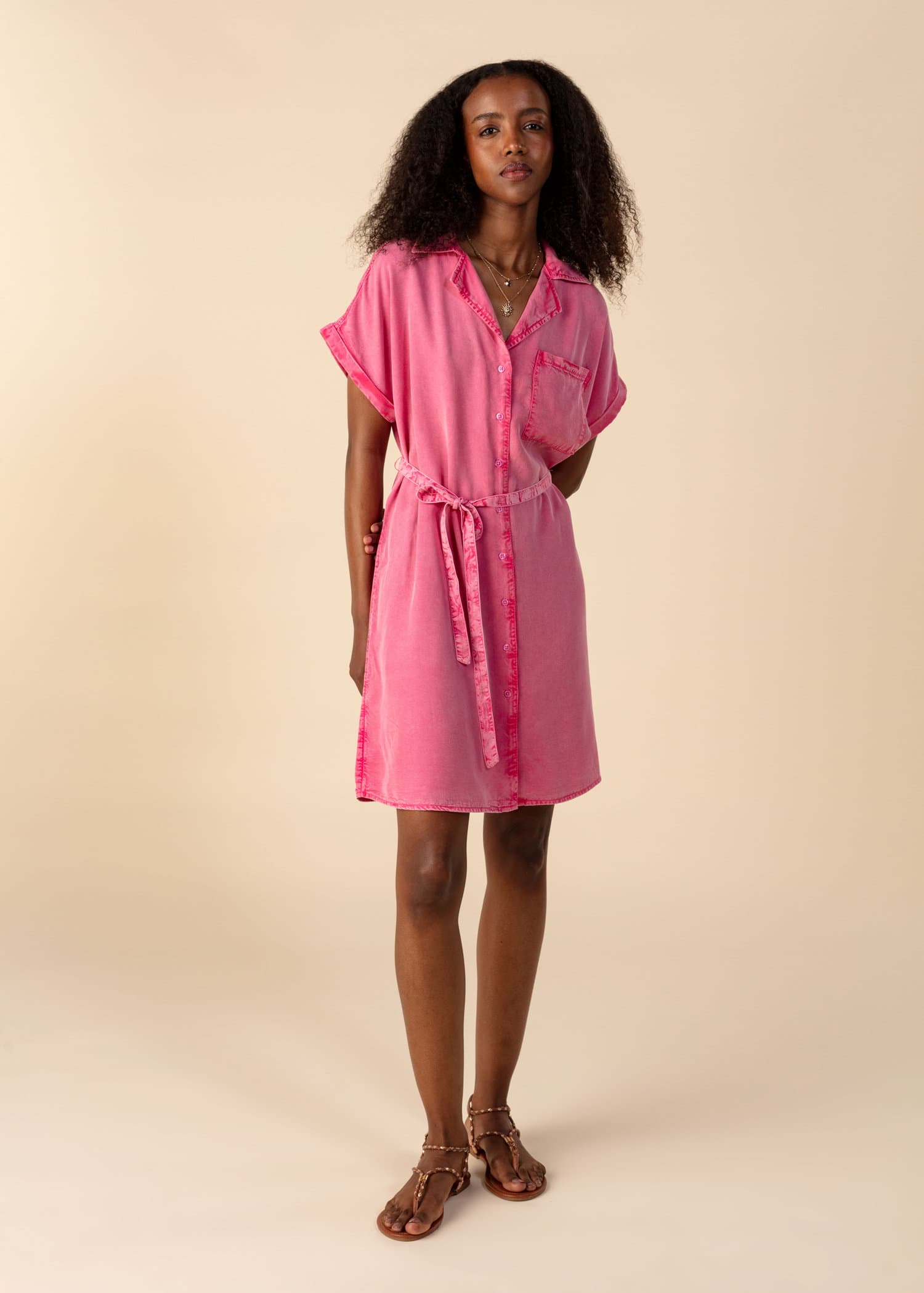 SWEETIE Tencel-skjortekjole - Rosa 1 - Indiska
