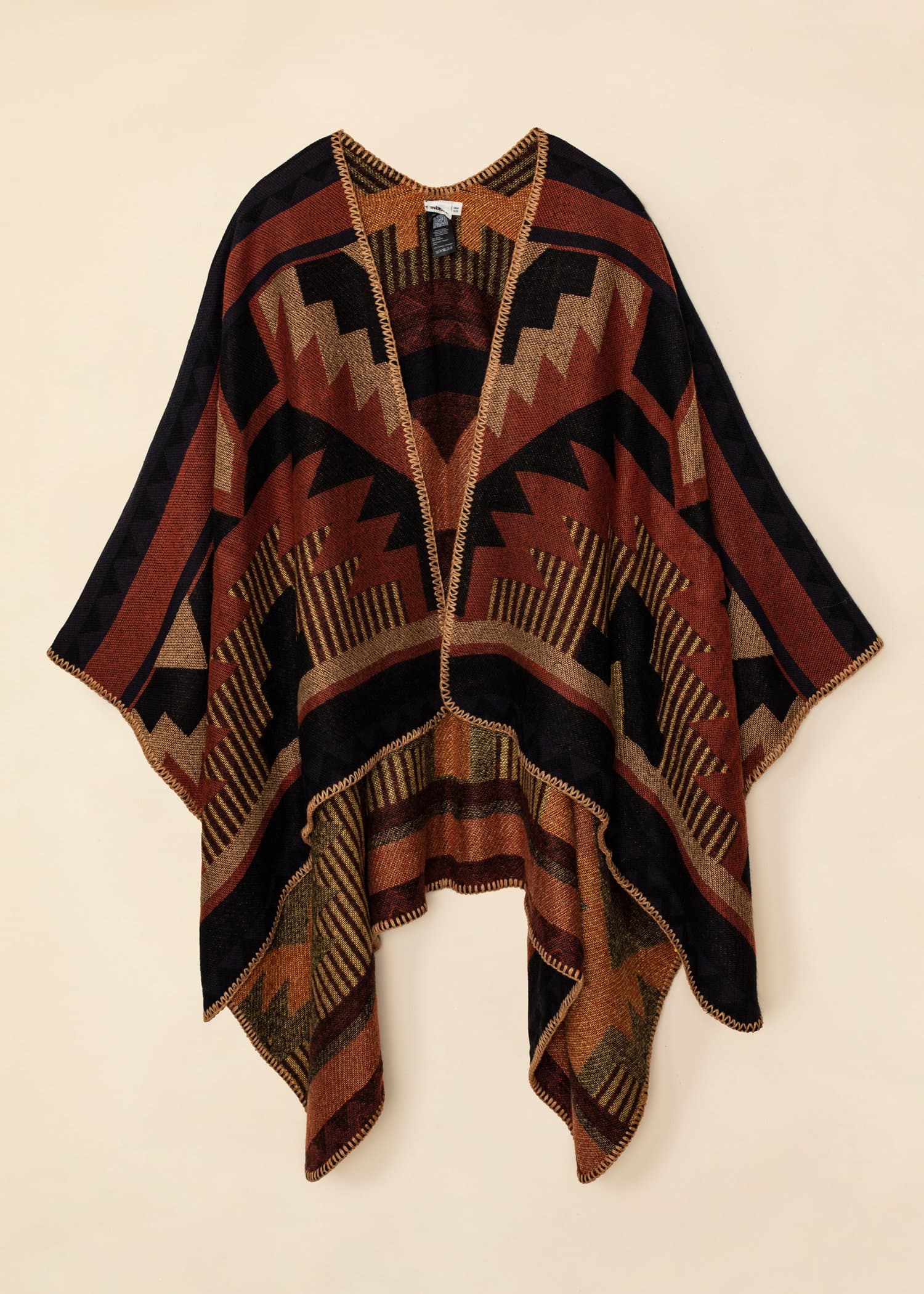 MIRA Mönstrad poncho - Multi 1 - Indiska