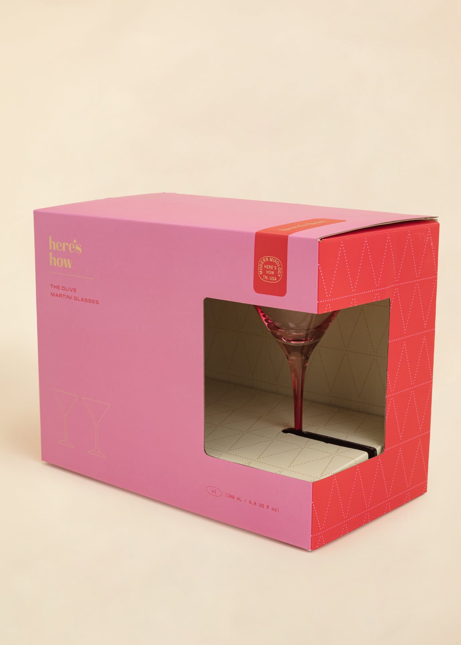 MARTINI Rosa martiniglas – 2‑pack - Röd 2 - Indiska
