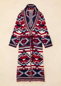 IKAT JACQUARD LONG CARDIGAN - BLUE