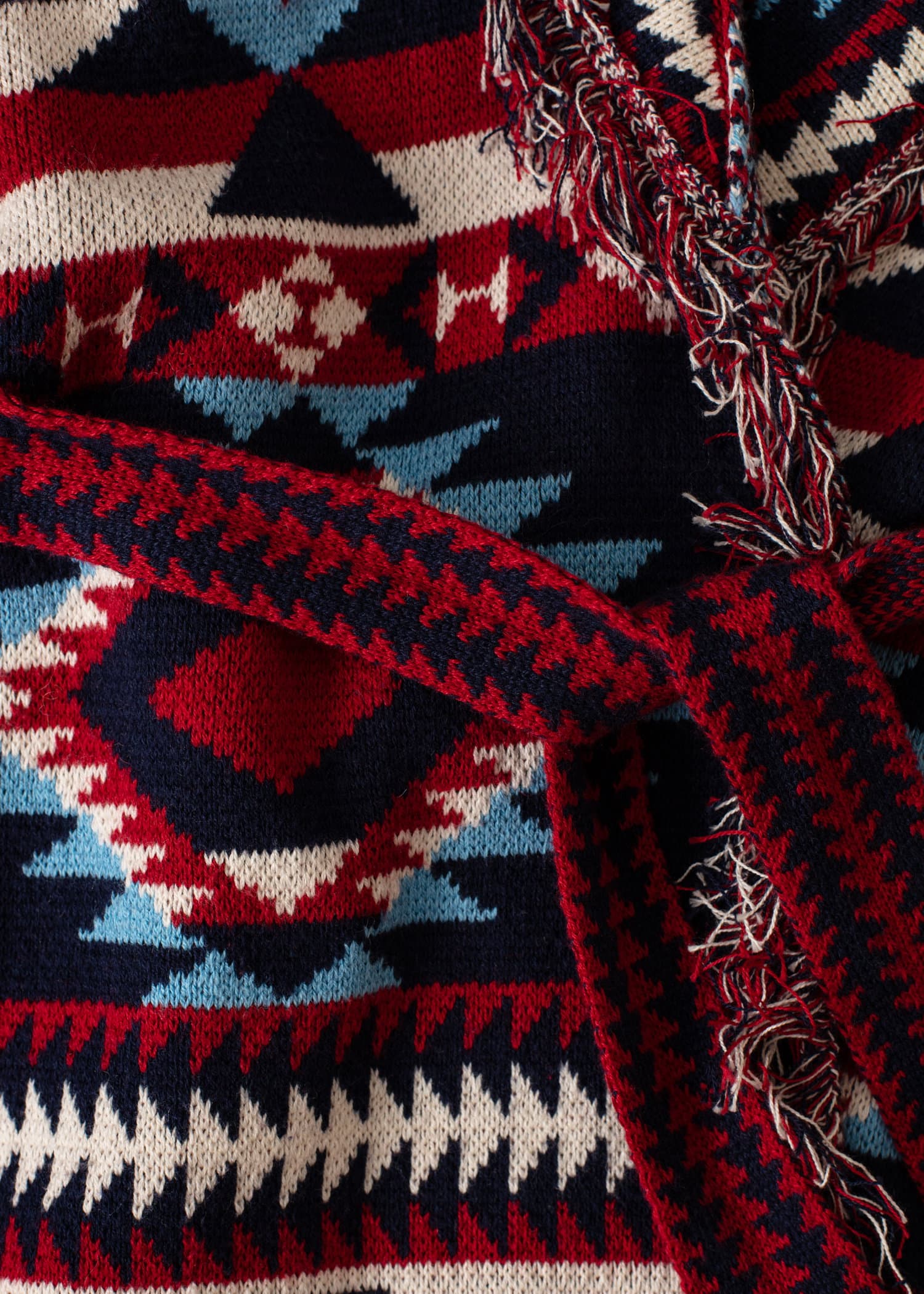 IKAT Lang jacquardstrikket cardigan - Blå 2 - Indiska