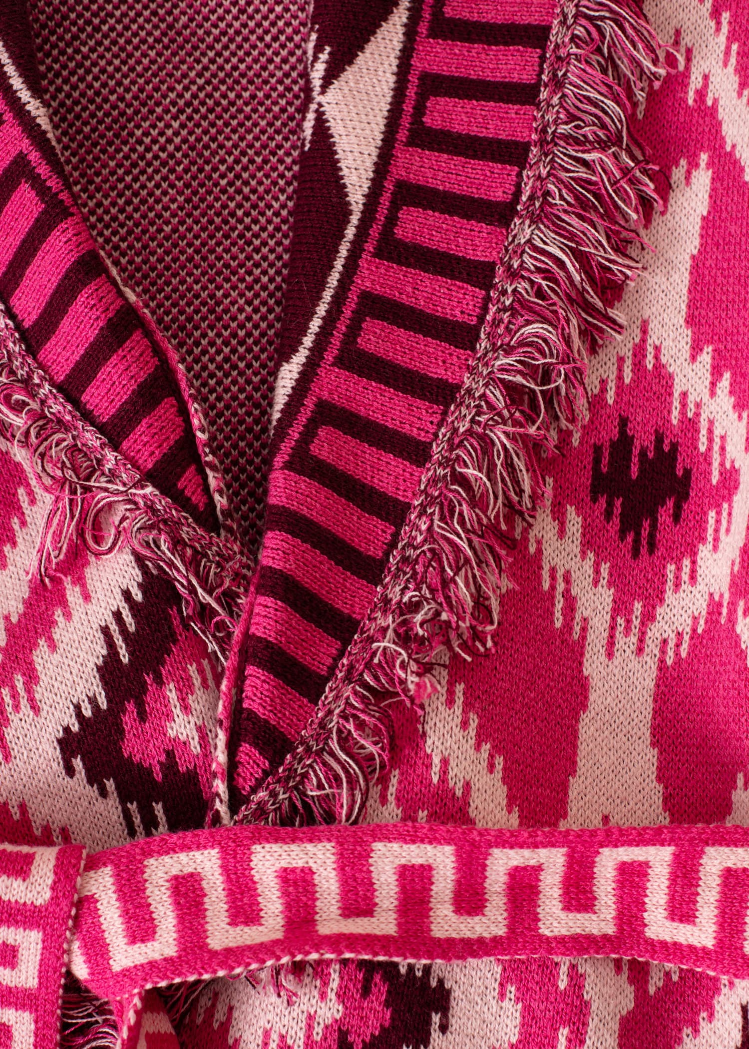 INKA Neulottu kuviollinen villatakki - Vaaleanpunainen 2 - Indiska