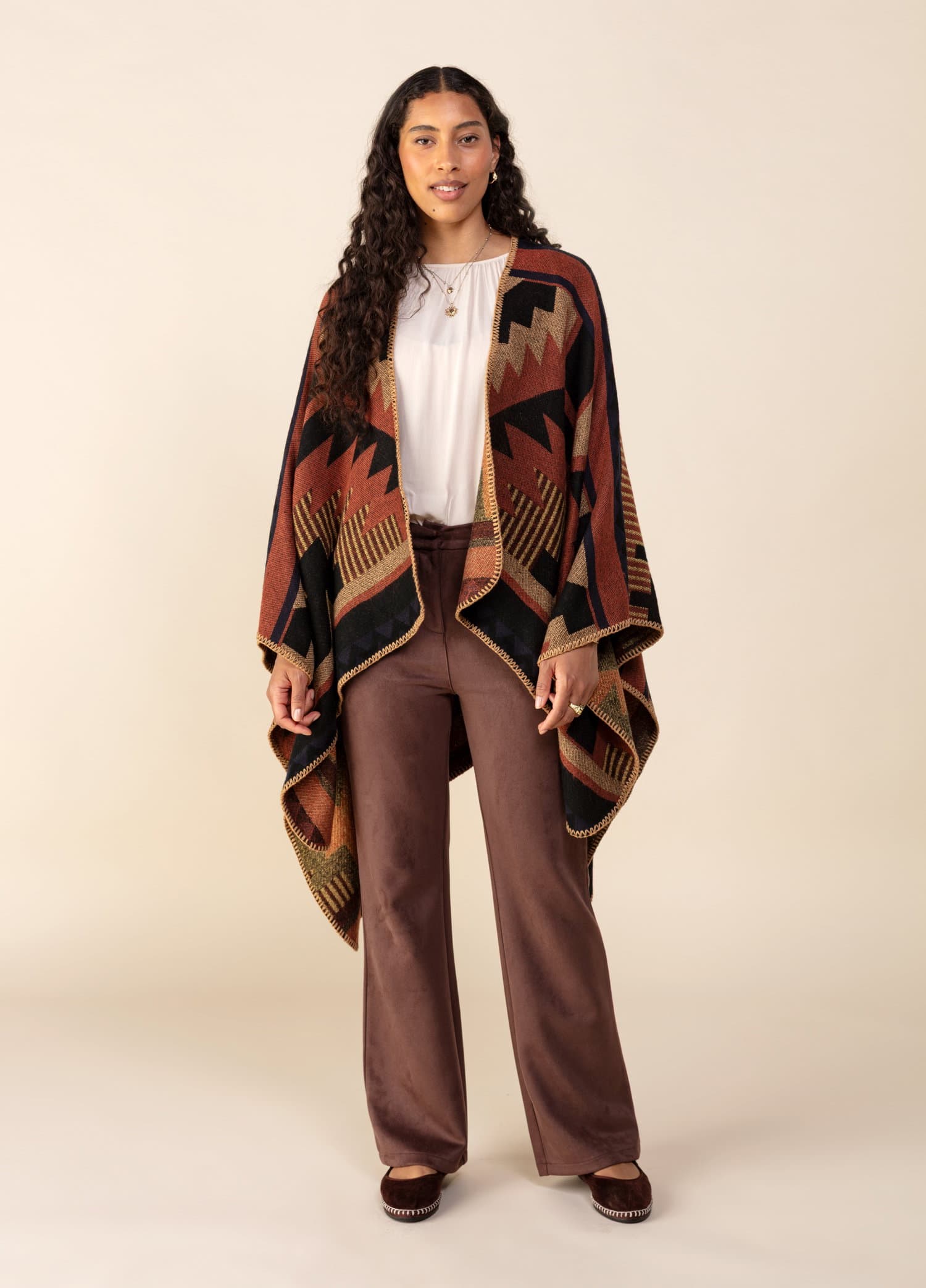 MIRA Kuviollinen poncho - Multi 4 - Indiska