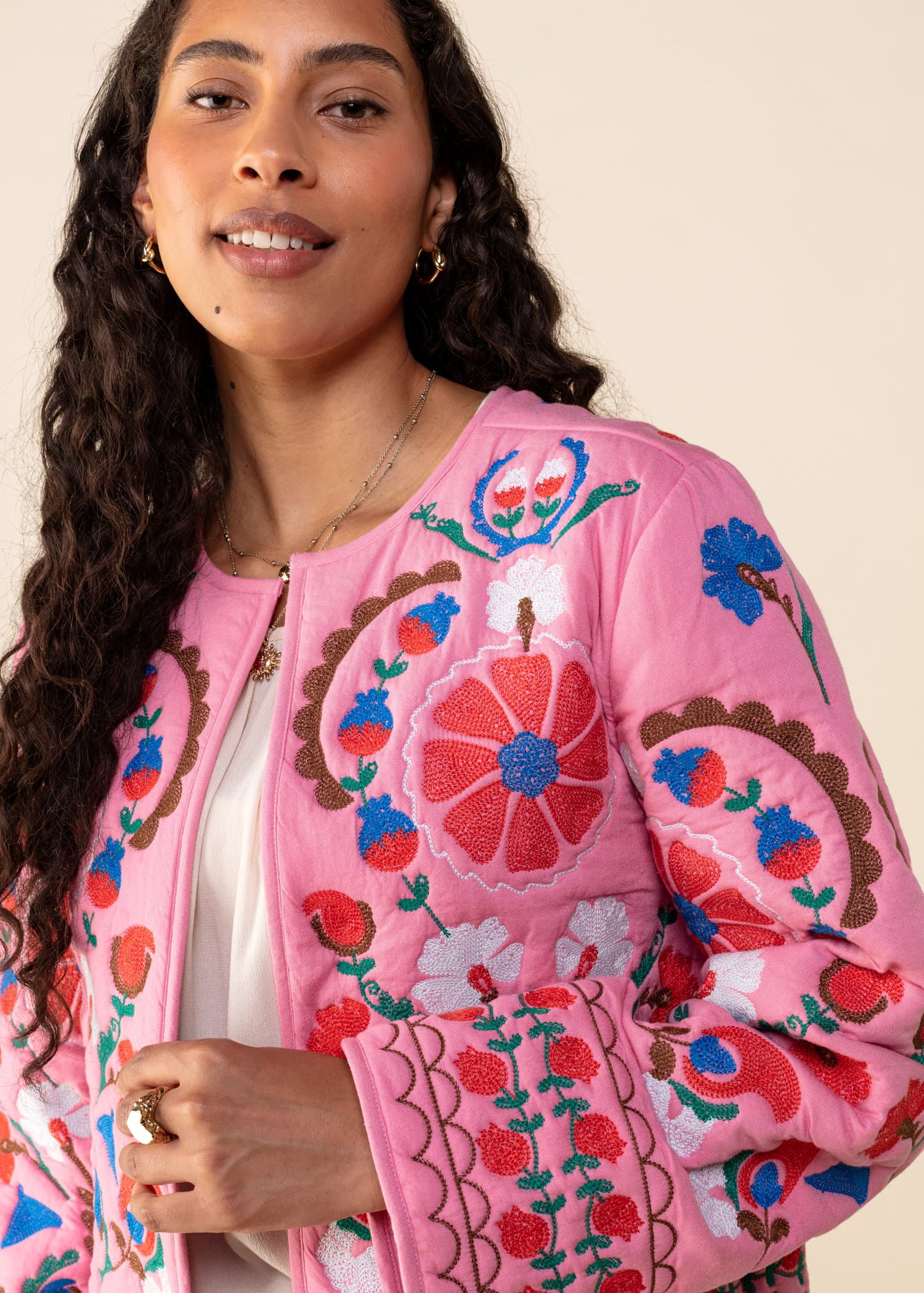 KELLY Kort broderad jacka - Rosa 2 - Indiska