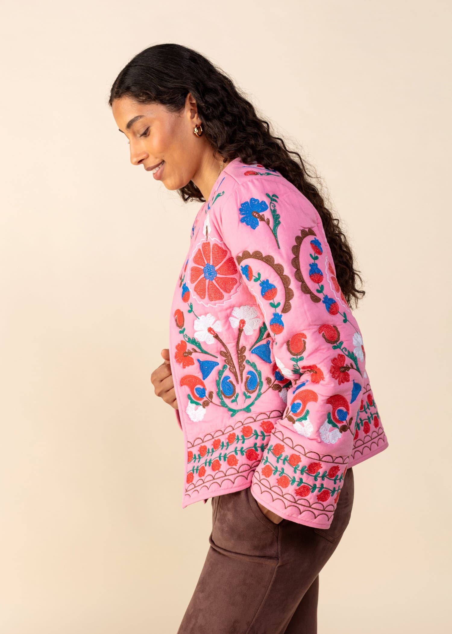KELLY Kort broderad jacka - Rosa 3 - Indiska