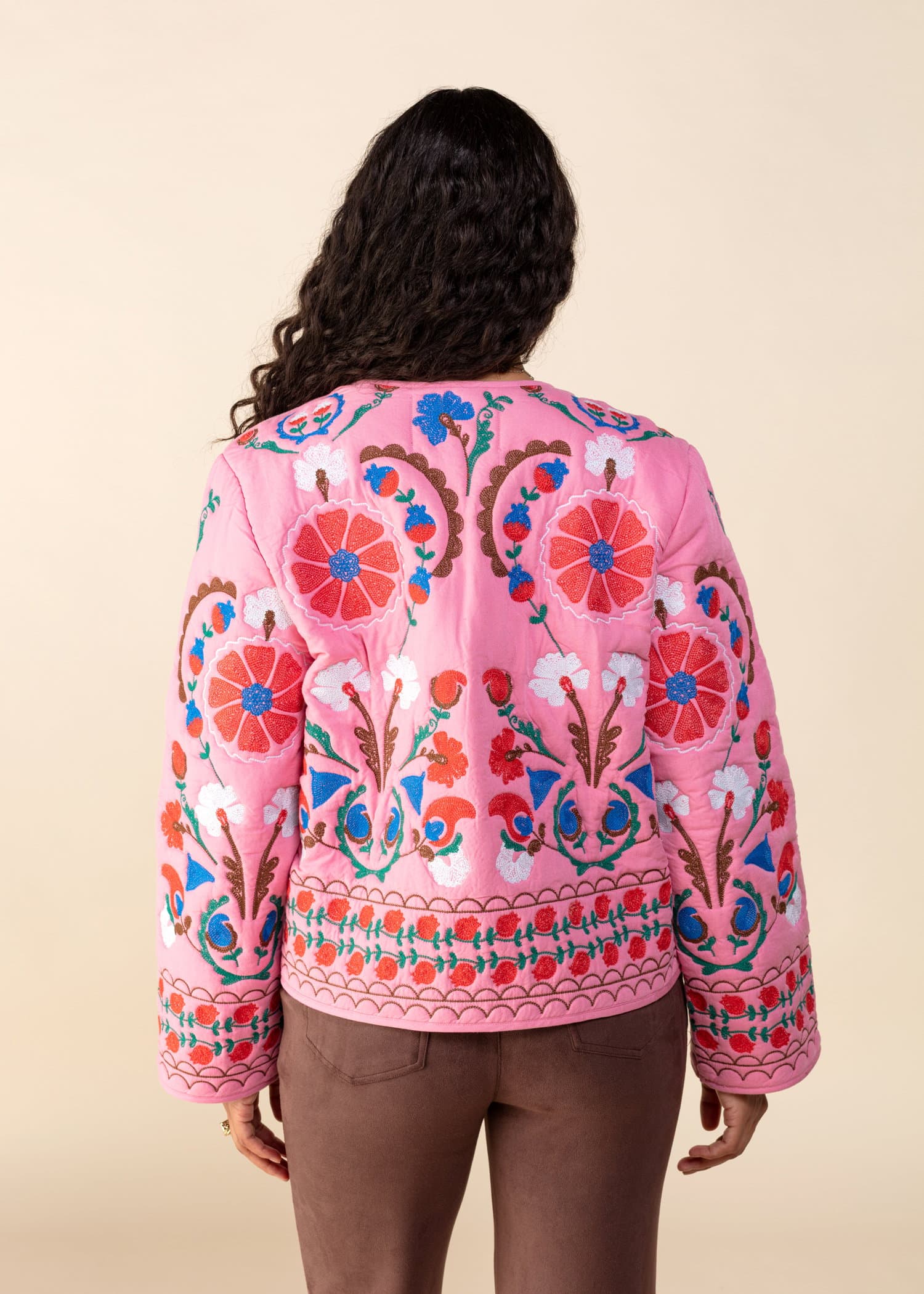 KELLY Kort broderad jacka - Rosa 4 - Indiska