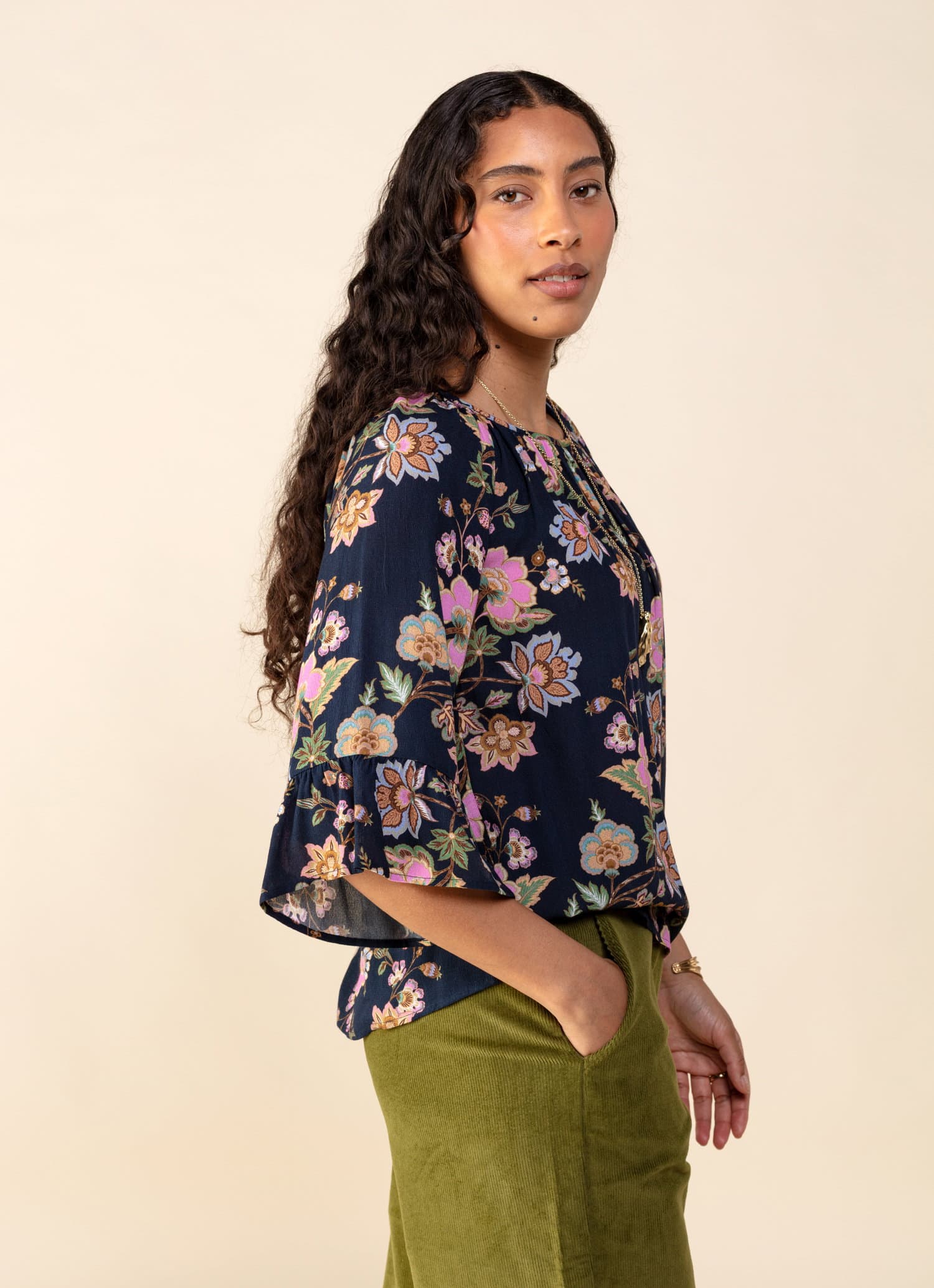 DOLLIE Bluse med 3/4 ermer - Multi 2 - Indiska