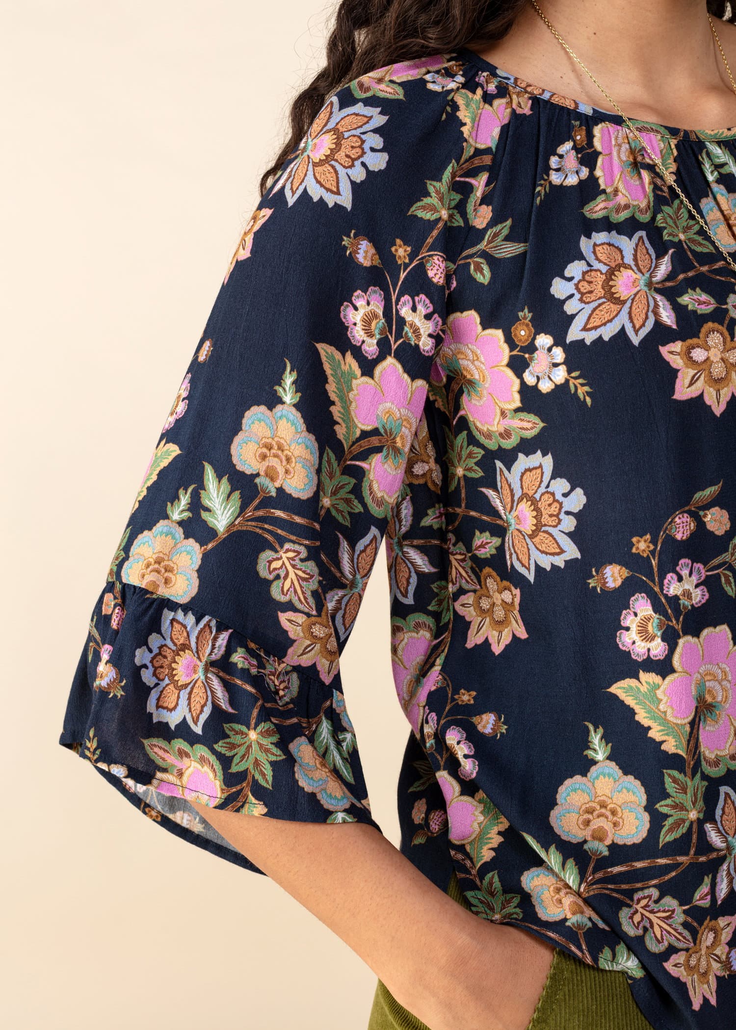 DOLLIE Bluse med 3/4 ermer - Multi 3 - Indiska