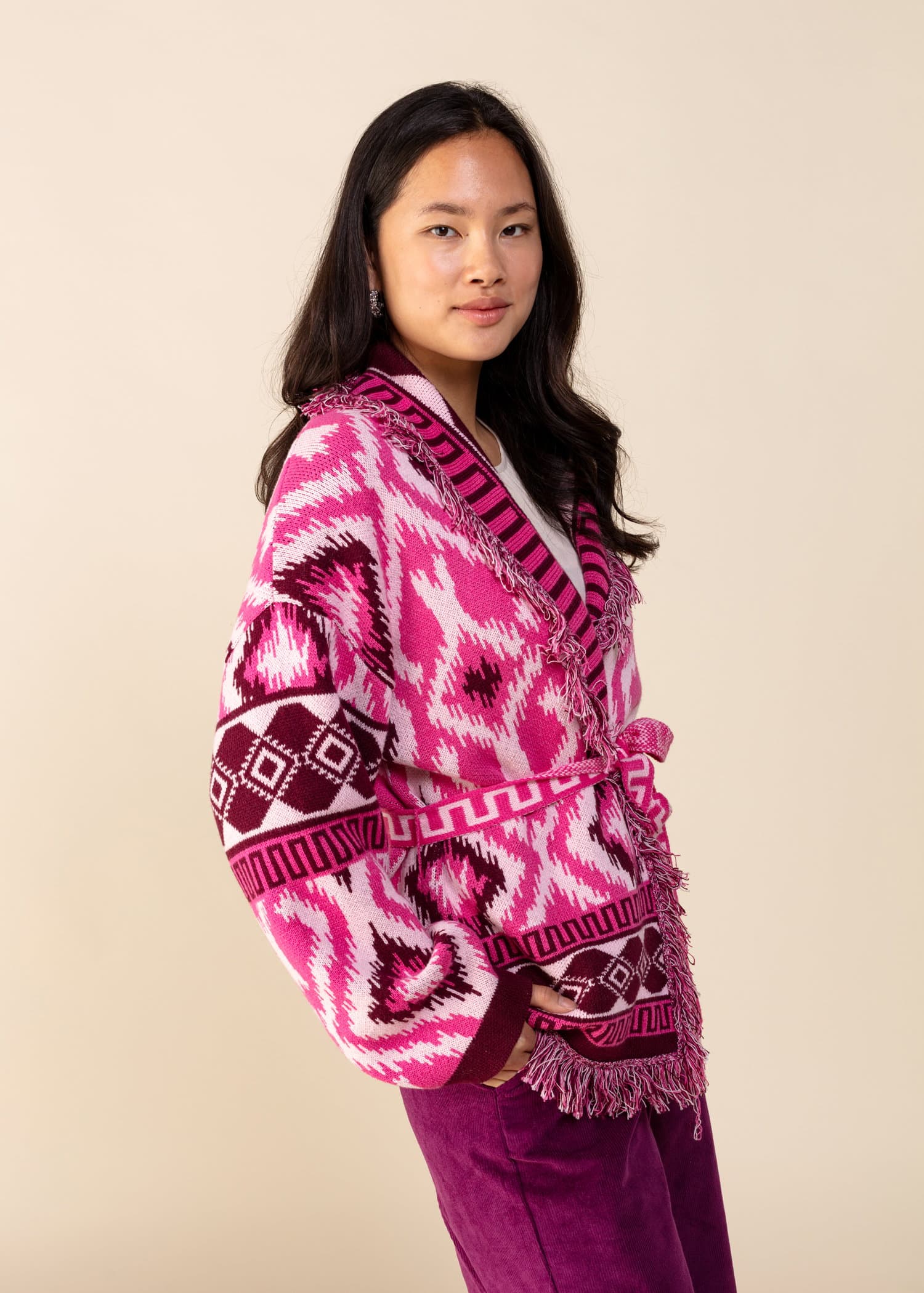 INKA Mønstret cardigan - Rosa 4 - Indiska