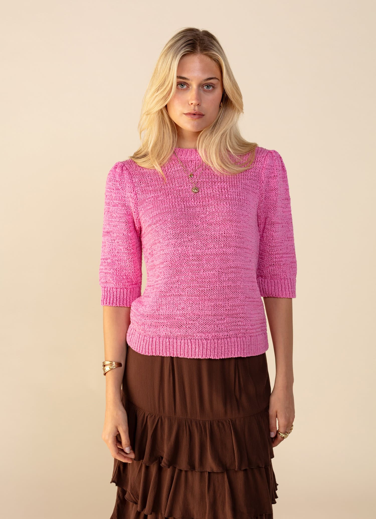 LILITH Rosa glesstickad tröja - Rosa 5 - Indiska