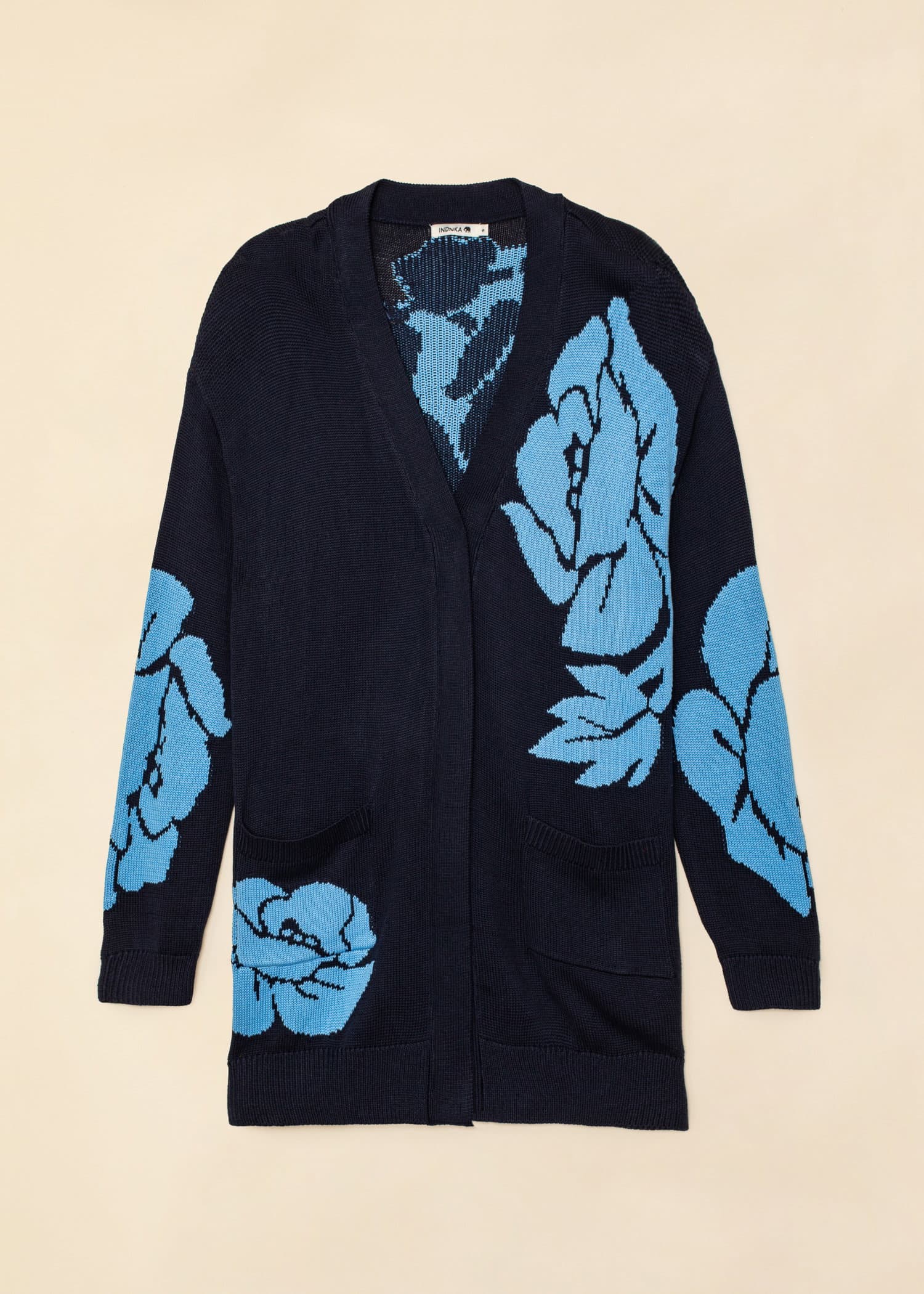 Flower Blomstret cardigan - Blå 5 - Indiska