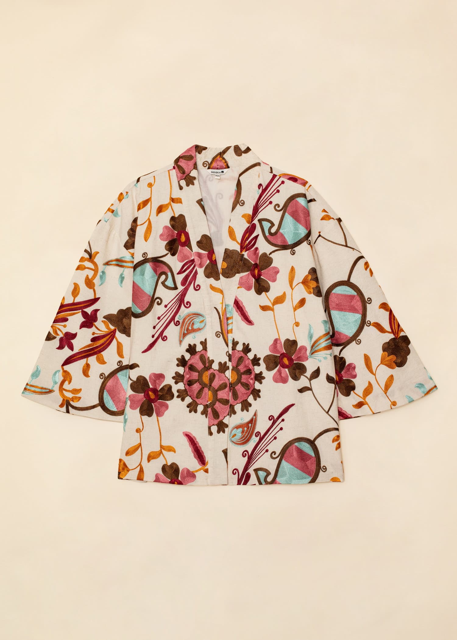 VIVI Kuviollinen kirjailtu kimono - Punainen 6 - Indiska