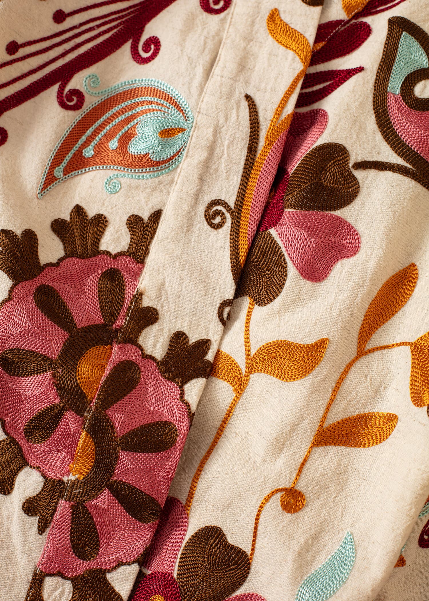 VIVI Kuviollinen kirjailtu kimono - Punainen 7 - Indiska
