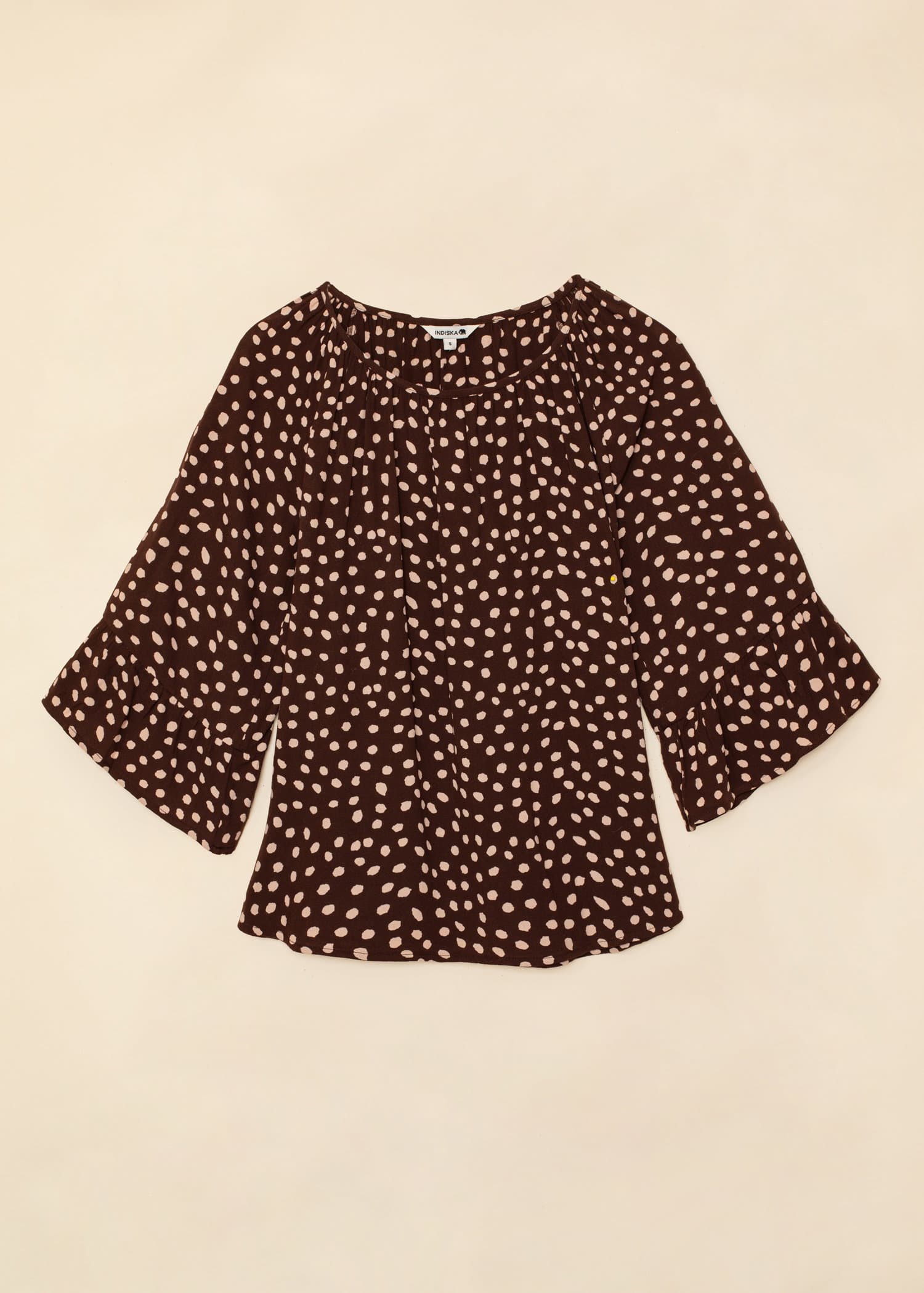 DOLLIE Kuviollinen pusero, jossa 3/4-hihat - Ruskea 6 - Indiska