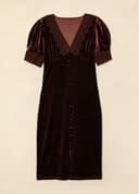 ZUMI LACE VELOUR DRESS - BROWN
