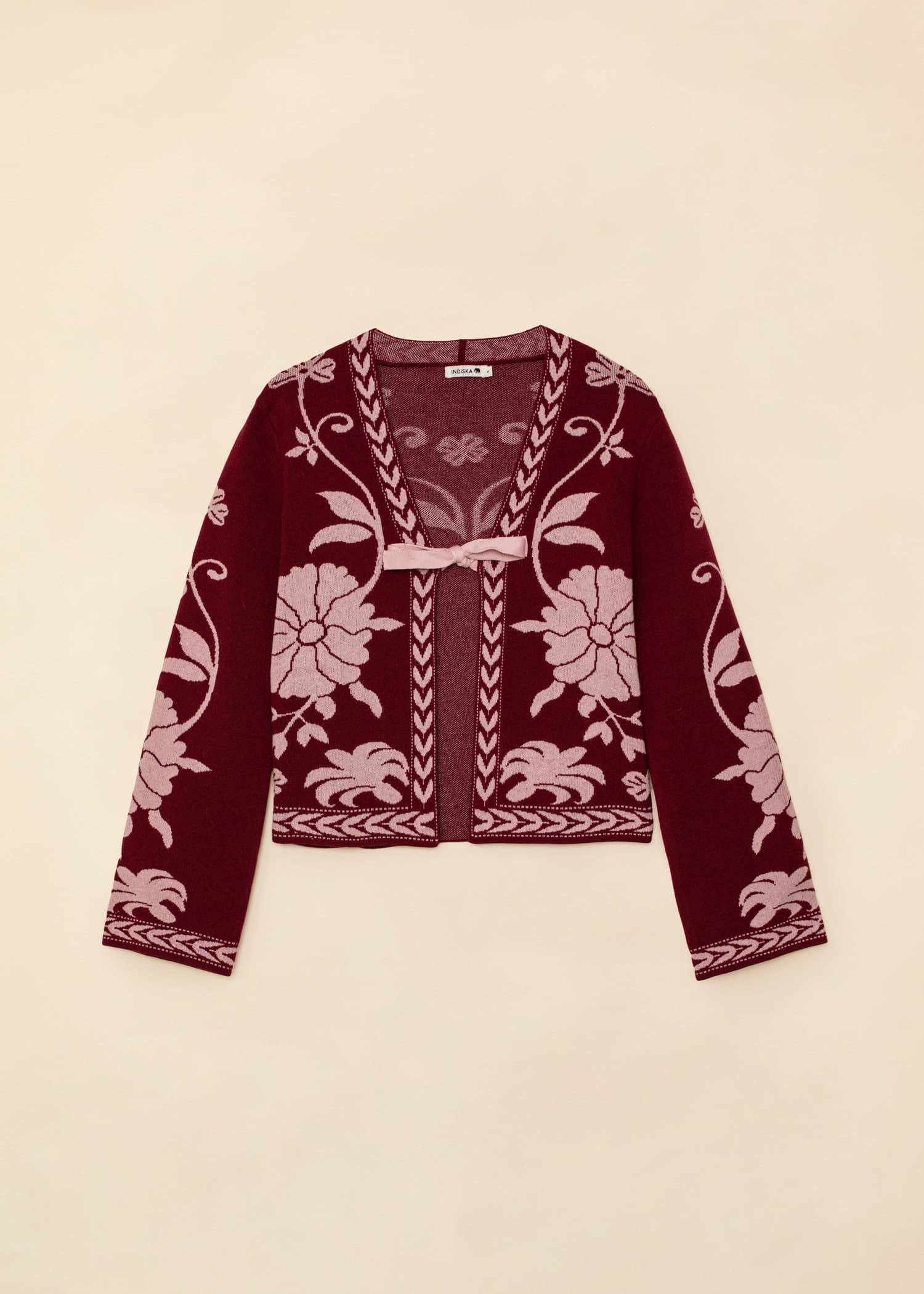 FLORA Blomstret cardigan - Rød 1 - Indiska