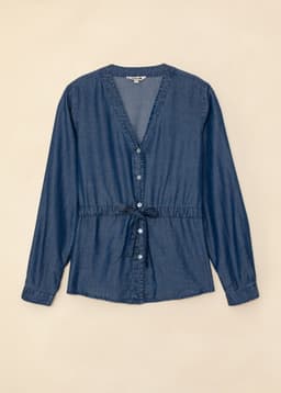 CAROLA TENCEL SHIRT - MidBlue