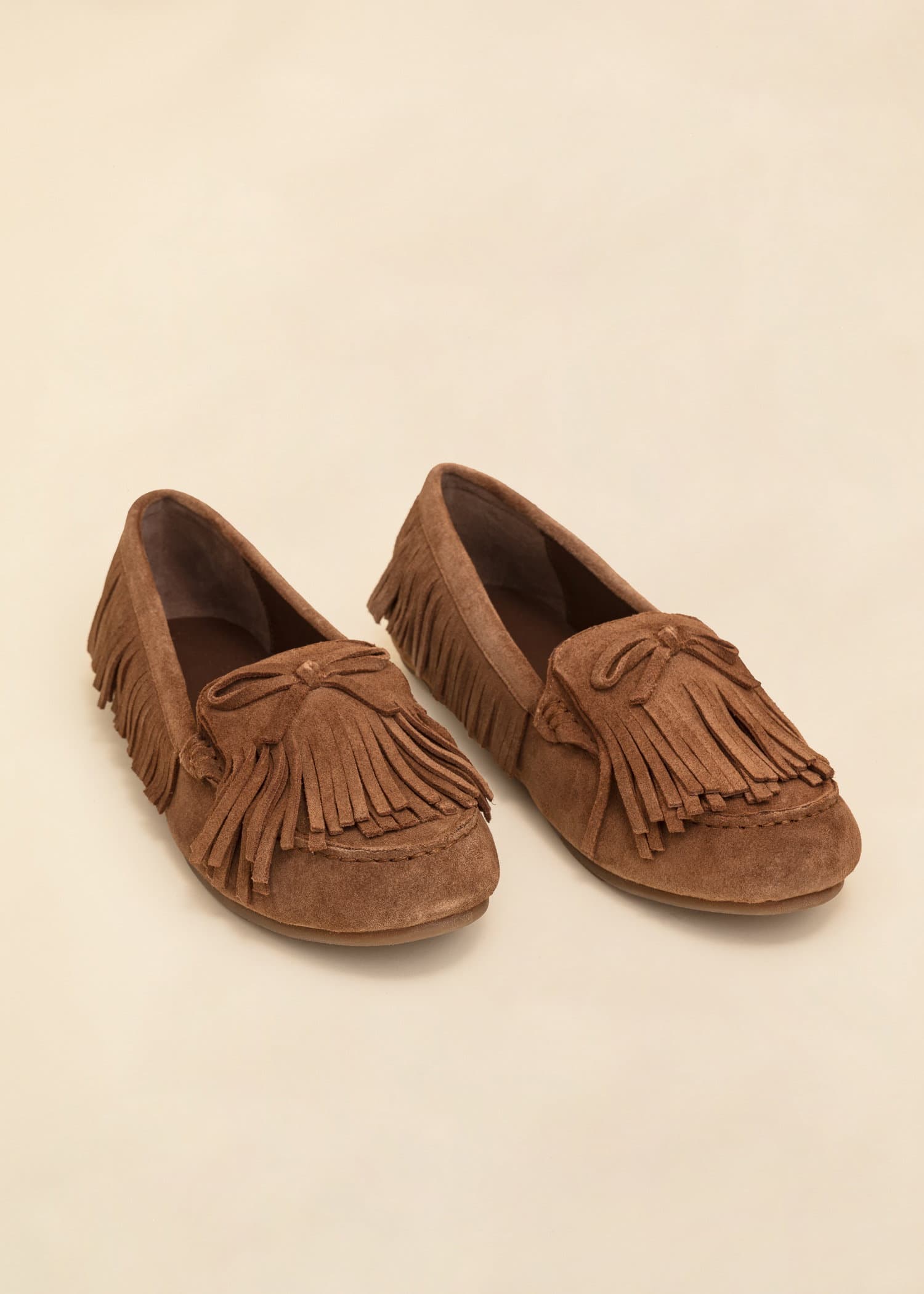Zazi Loafers i mocka med fransar - Brun 1 - Indiska