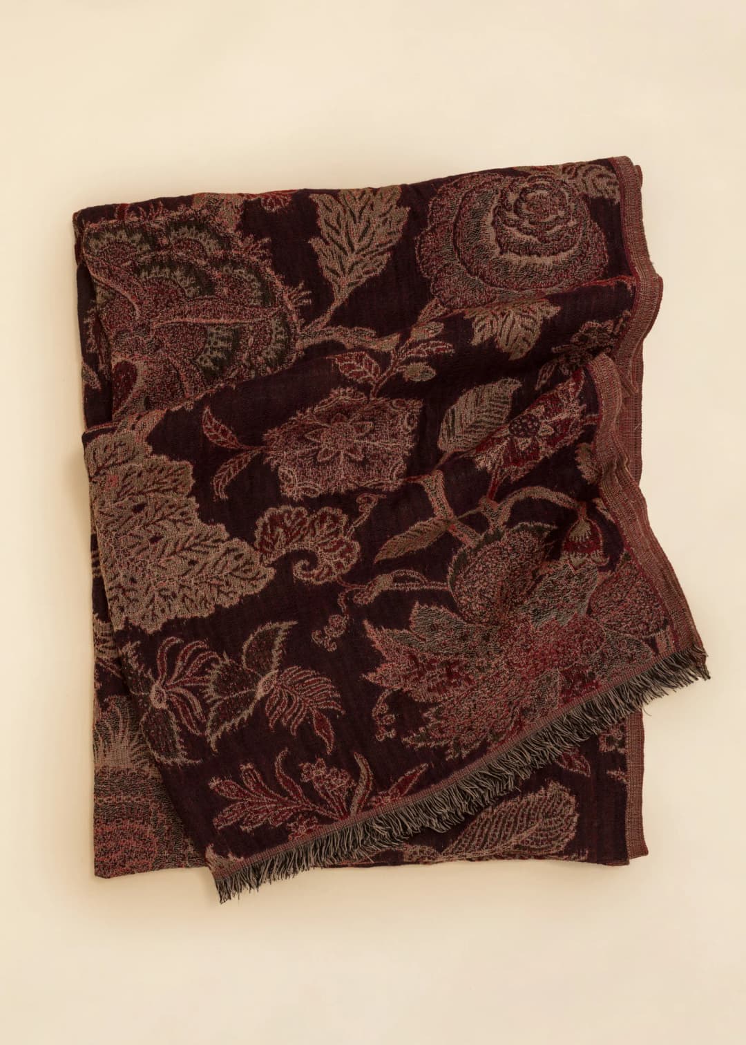 LINA Röd jacquardmönstrad scarf -  1 - Indiska