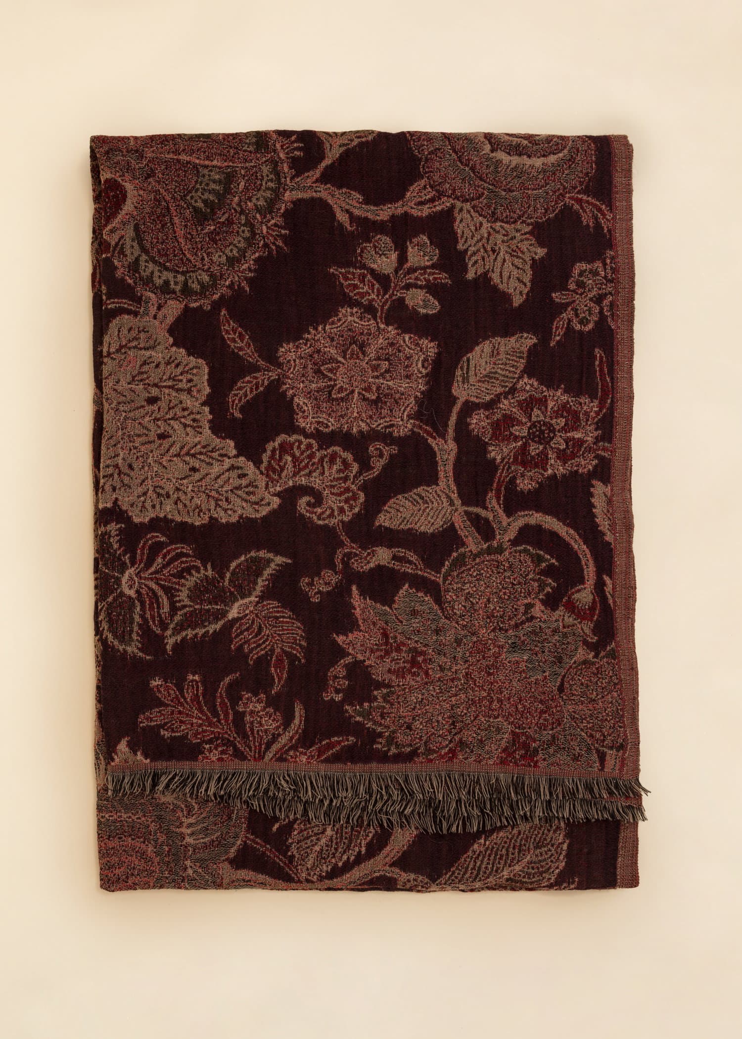 LINA Mykt jacquard-skjerf - Rød 2 - Indiska
