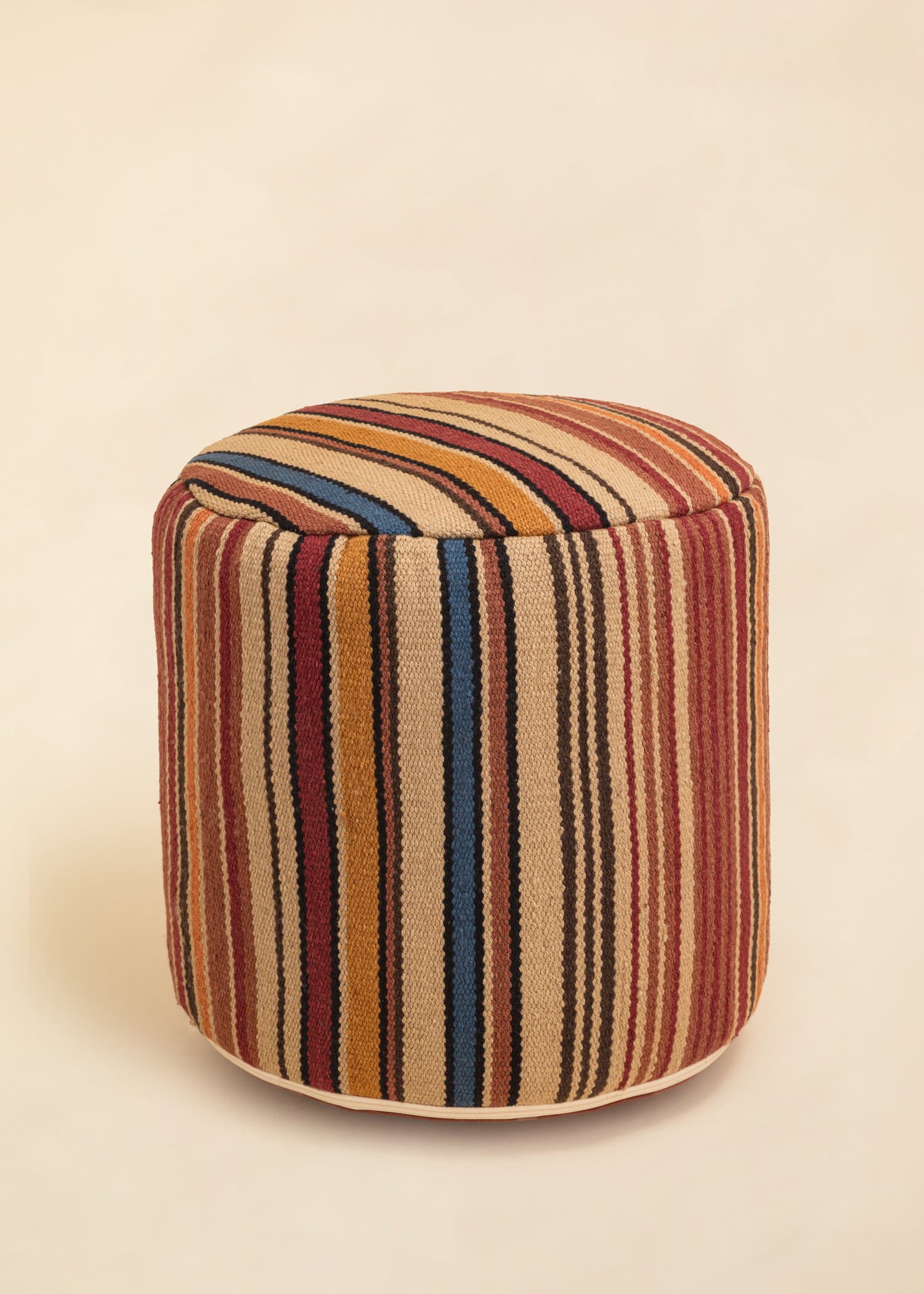 Kilim Rund dekorativ sittpuff - Röd 1 - Indiska