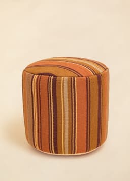 Kilim Round Pouf - MUSTARD