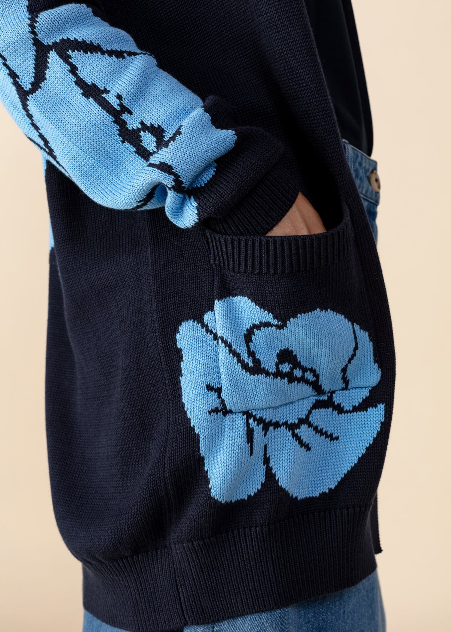 Flower Blomstret cardigan - Blå 7 - Indiska