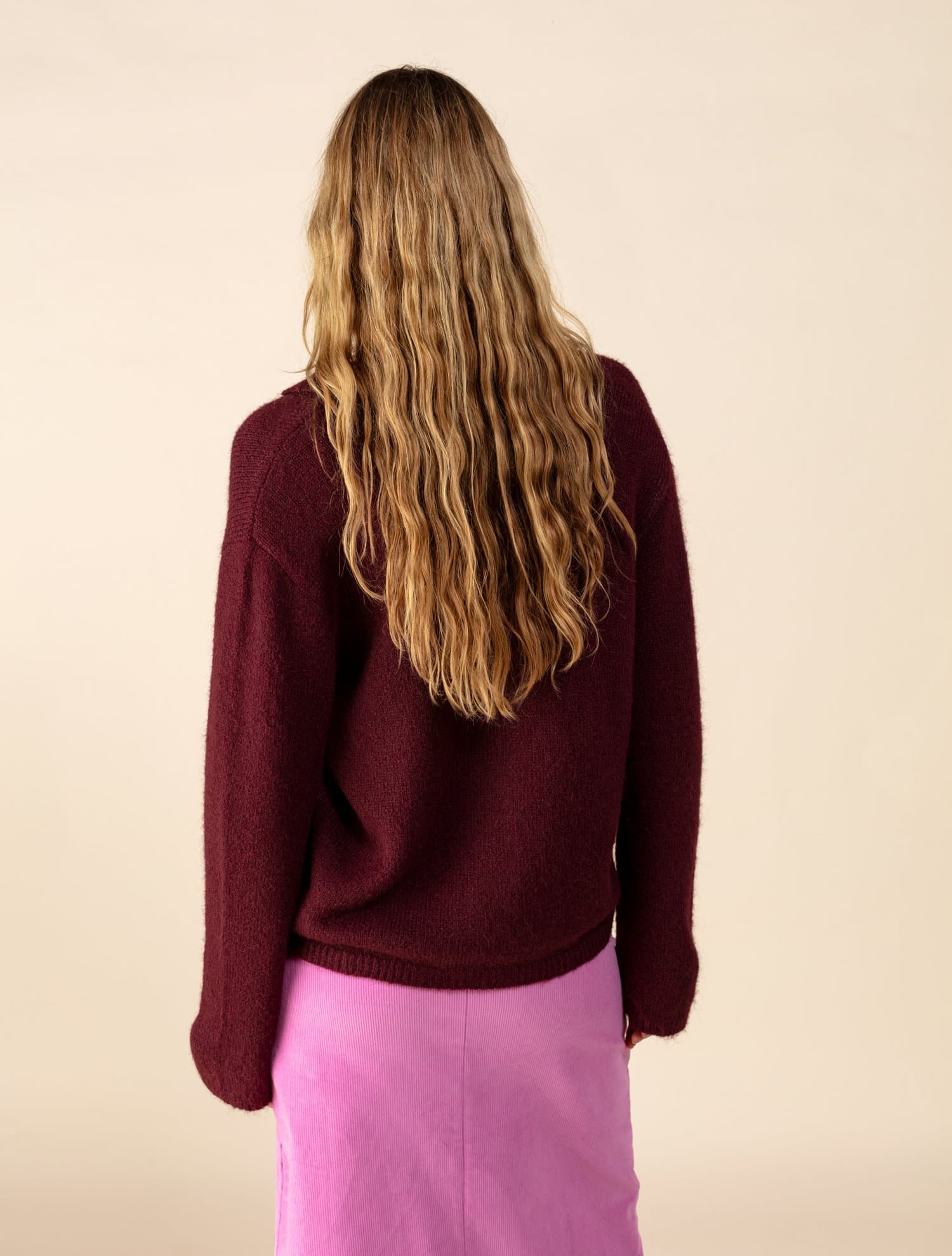LOLA Vinröd broderad cardigan -  5 - Indiska