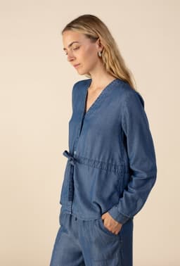 CAROLA TENCEL SHIRT - MidBlue