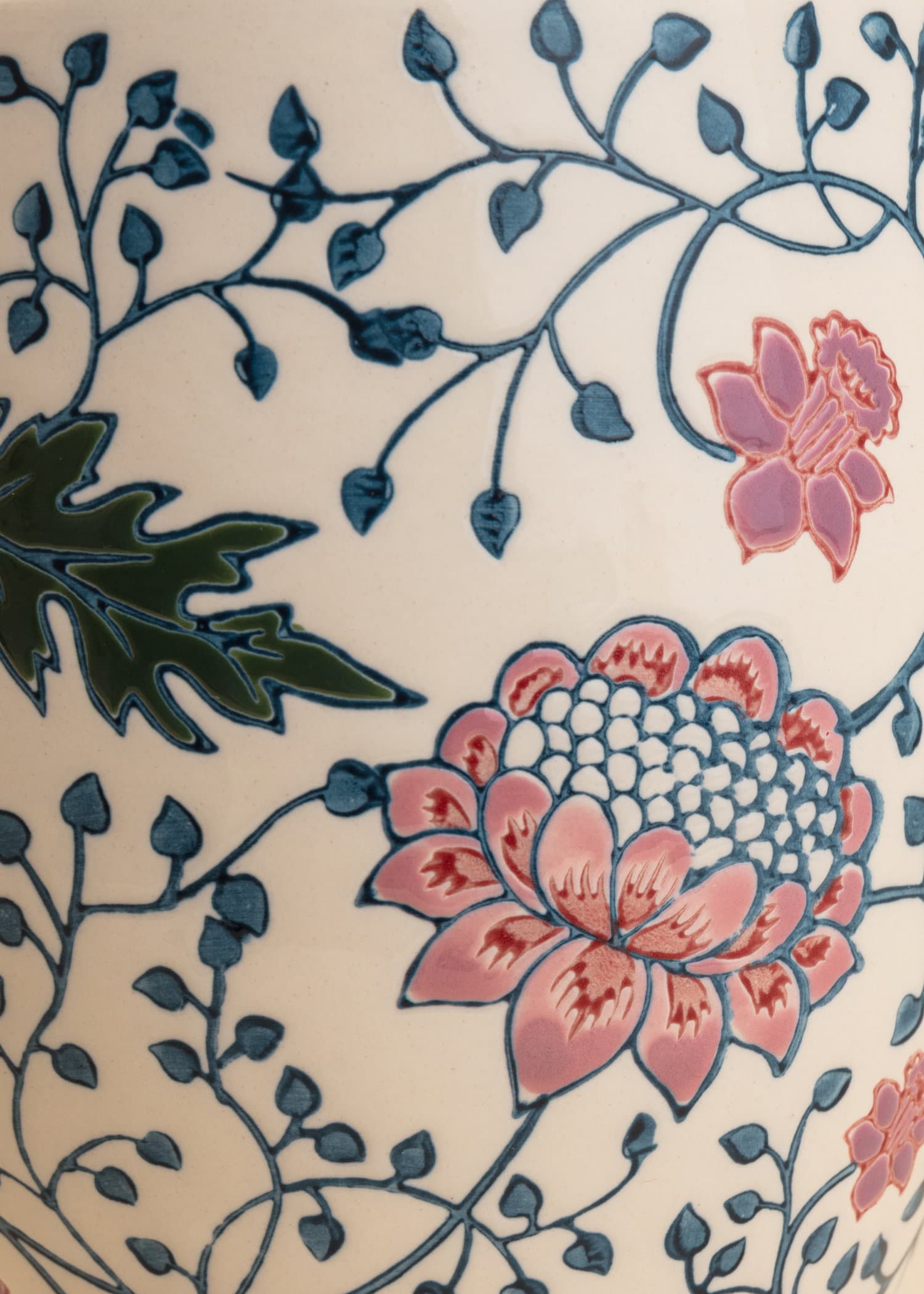 XL Blå XL-mugg i stengods med blommor - Blå 2 - Indiska