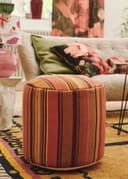 Kilim Round Pouf - MUSTARD