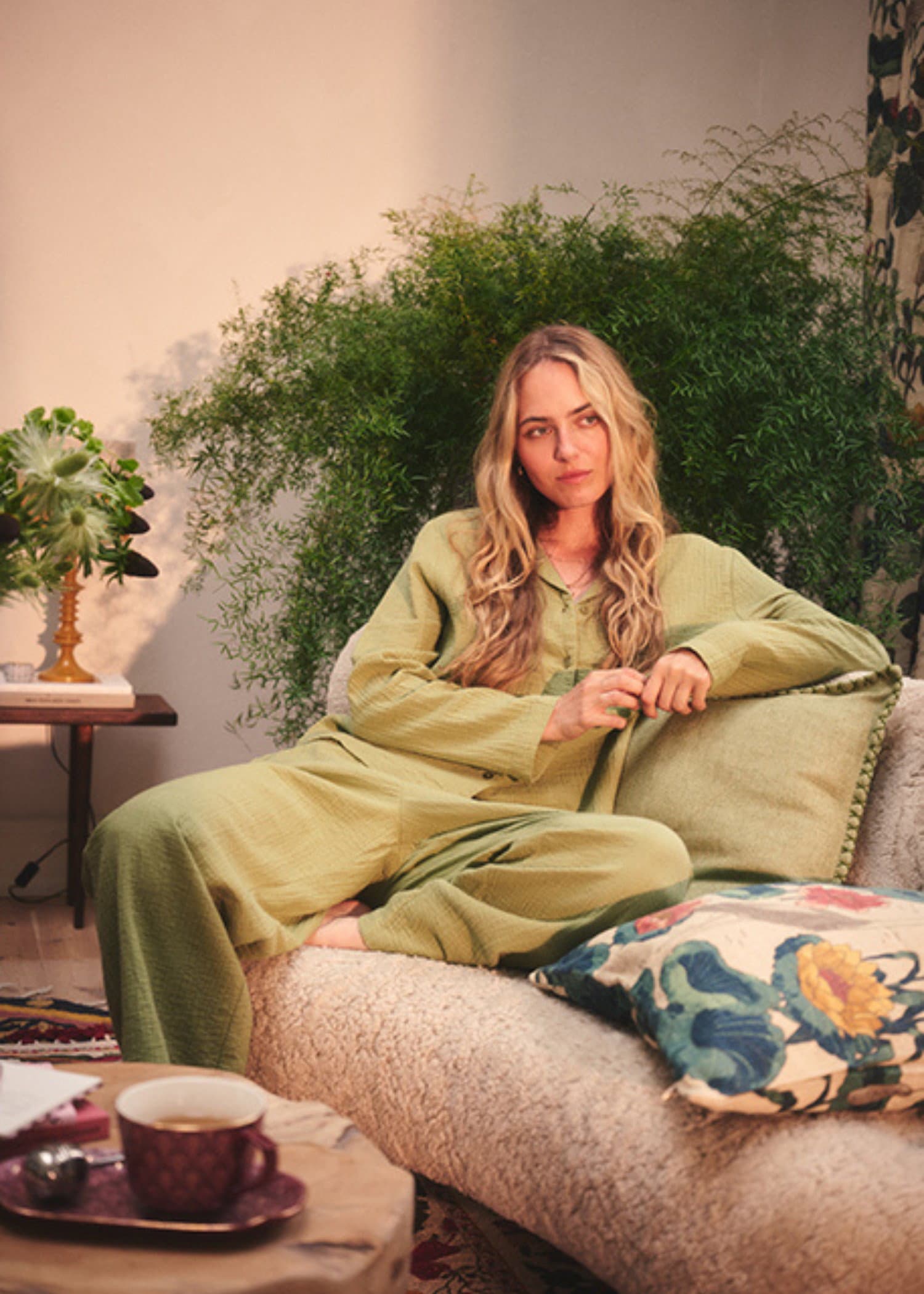 Hazel Gröna pyjamasbyxor i bäckebölja - Grön 3 - Indiska