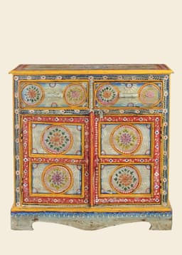 341029 VINTAGE HANDPAINTED CHEST - MULTI