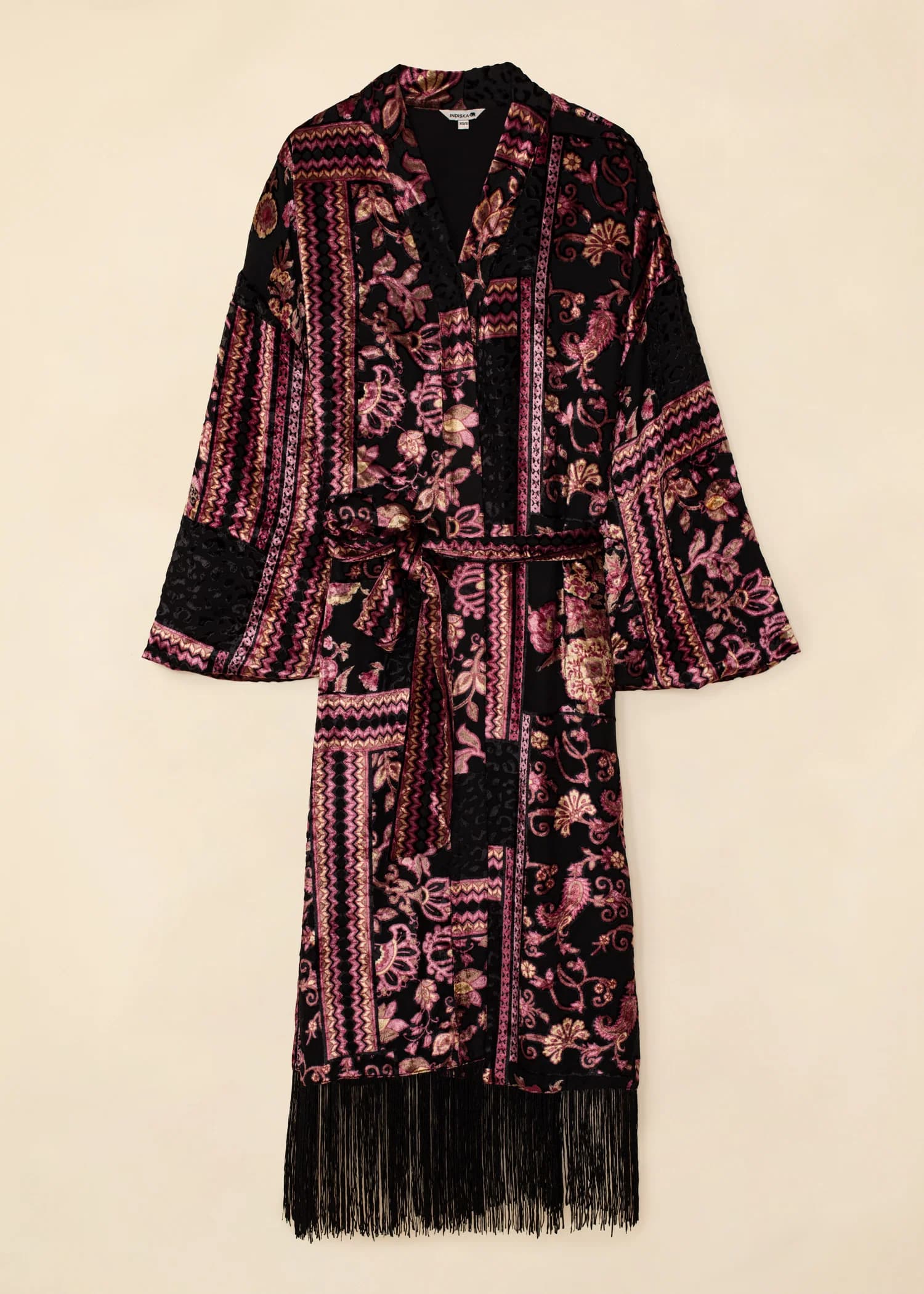 ALLIRA Kuviollinen kimono hapsuilla - Vaaleanpunainen 1 - Indiska