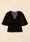 NORA VELOUR TOP - BLACK