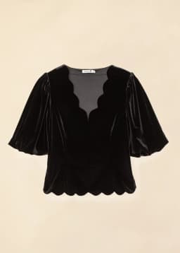 NORA VELOUR TOP - BLACK