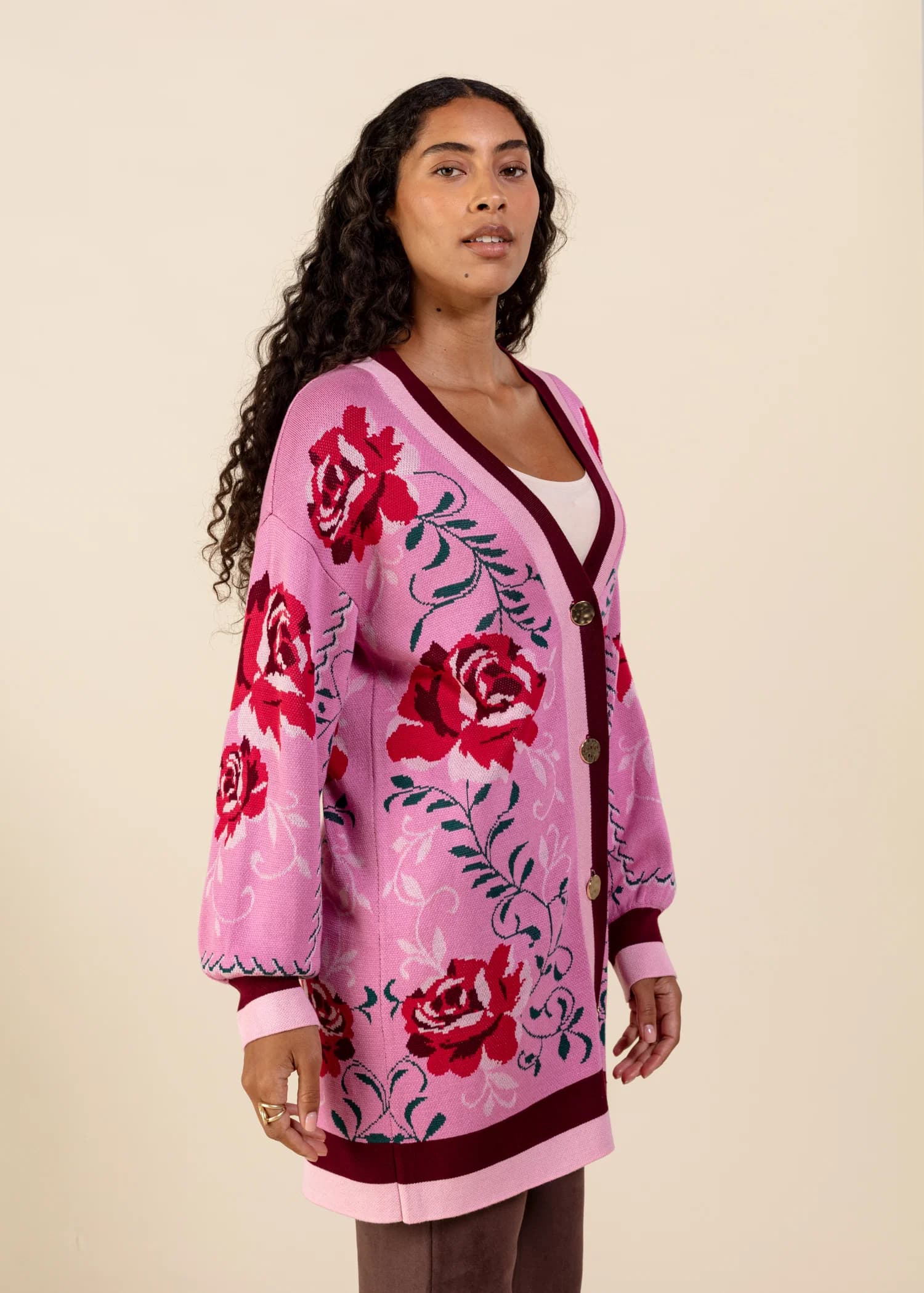 CHRISTY Mønstret cardigan  - Rosa 4 - Indiska