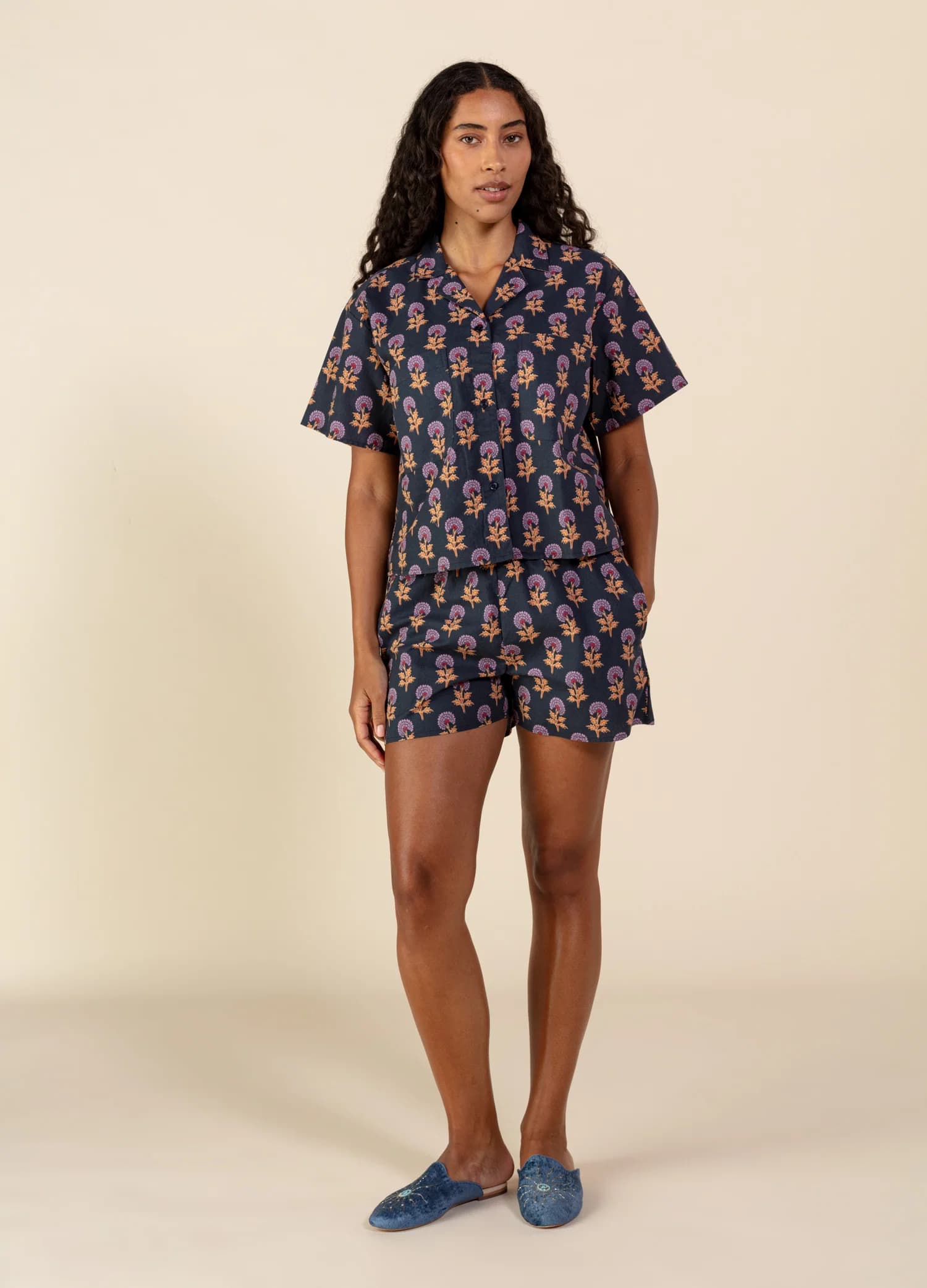 Flora Pyjamasshorts i bomull - Lilla 4 - Indiska